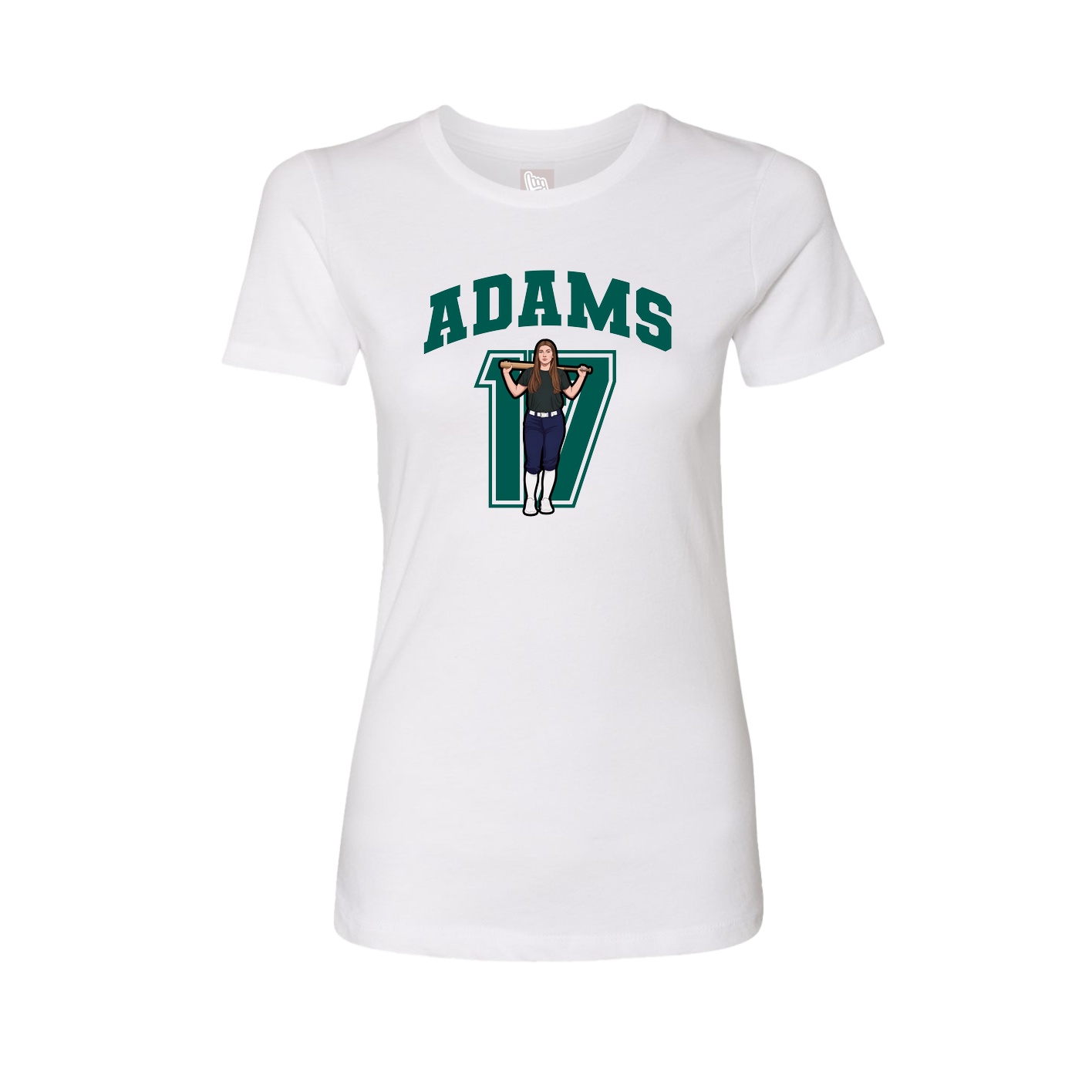 Fitted Women's Tee — Number in White