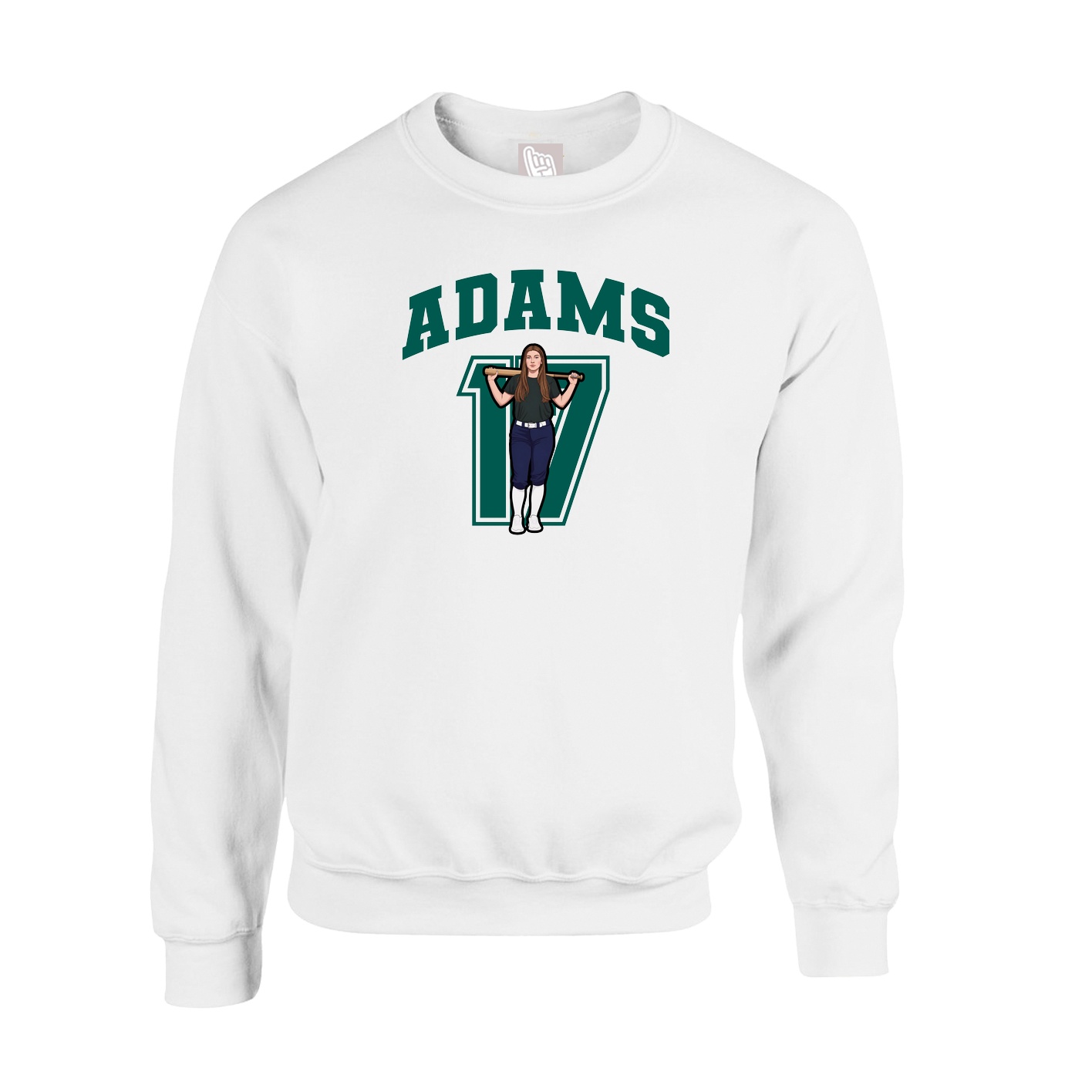 Fleece Crew — Number in White