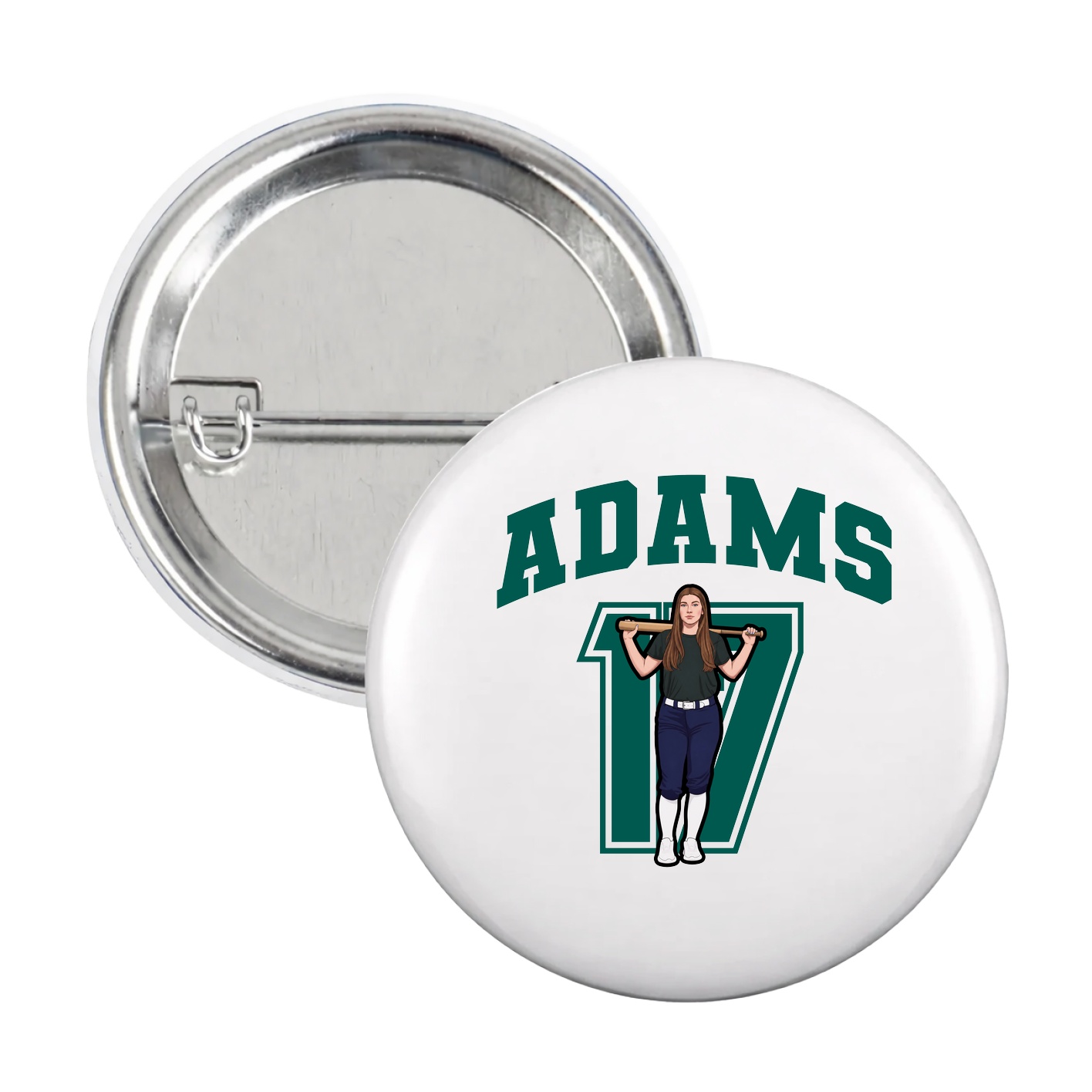 Game Day Button — Number in White