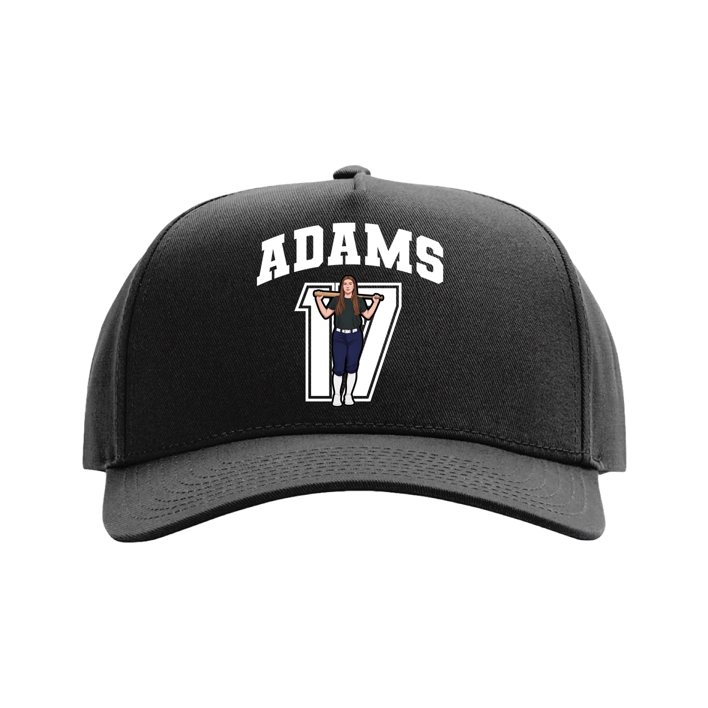 Full Fabric Five-Panel Champ Cap — Number in Black