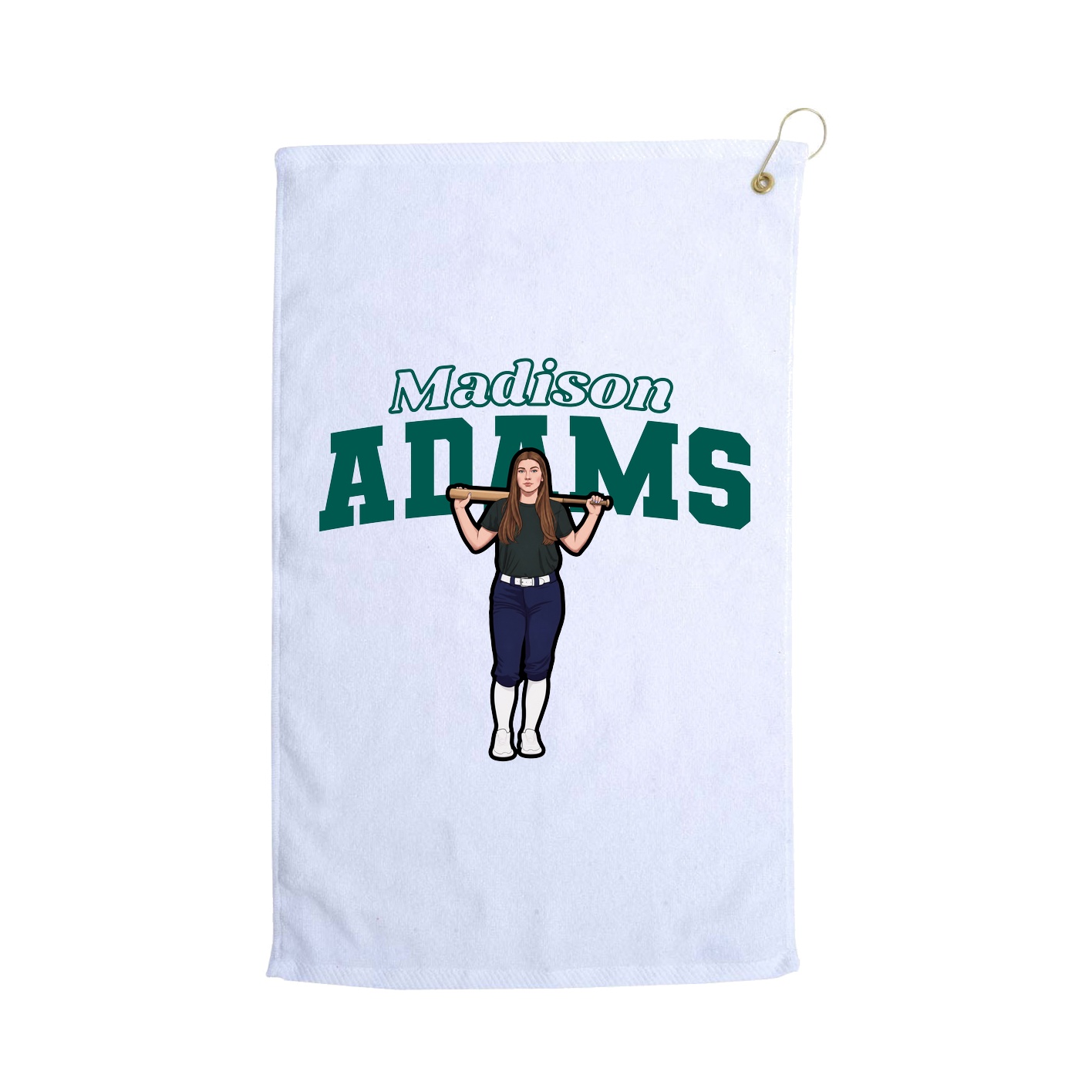 Golf Towel — Name Arch in White