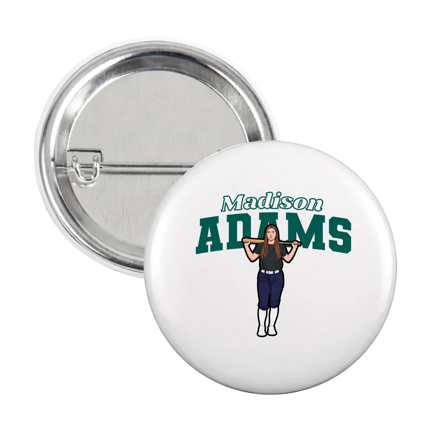 Game Day Button — Name Arch in White