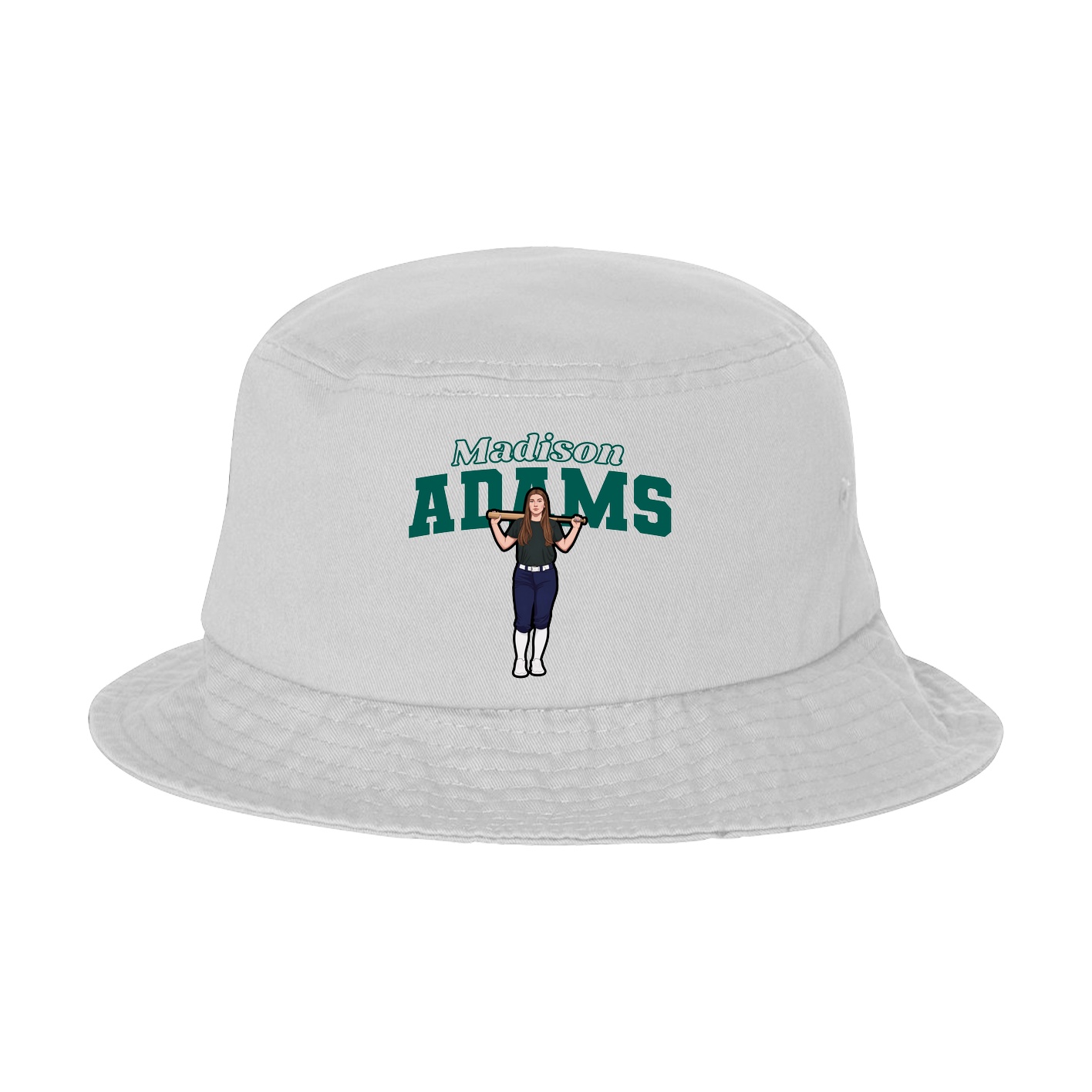 Bucket Cap — Name Arch in White