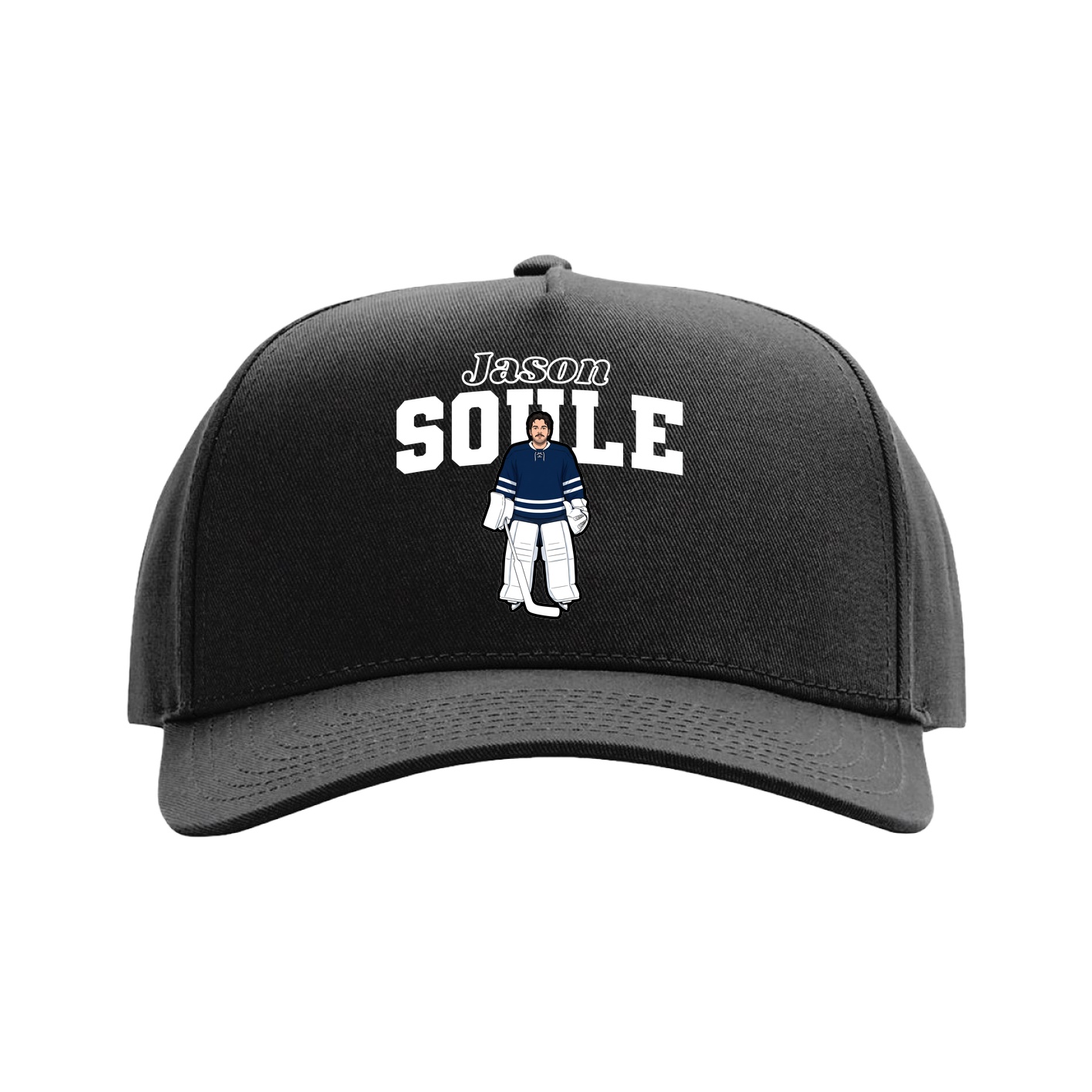 Full Fabric Five-Panel Champ Cap — Name Arch in Black