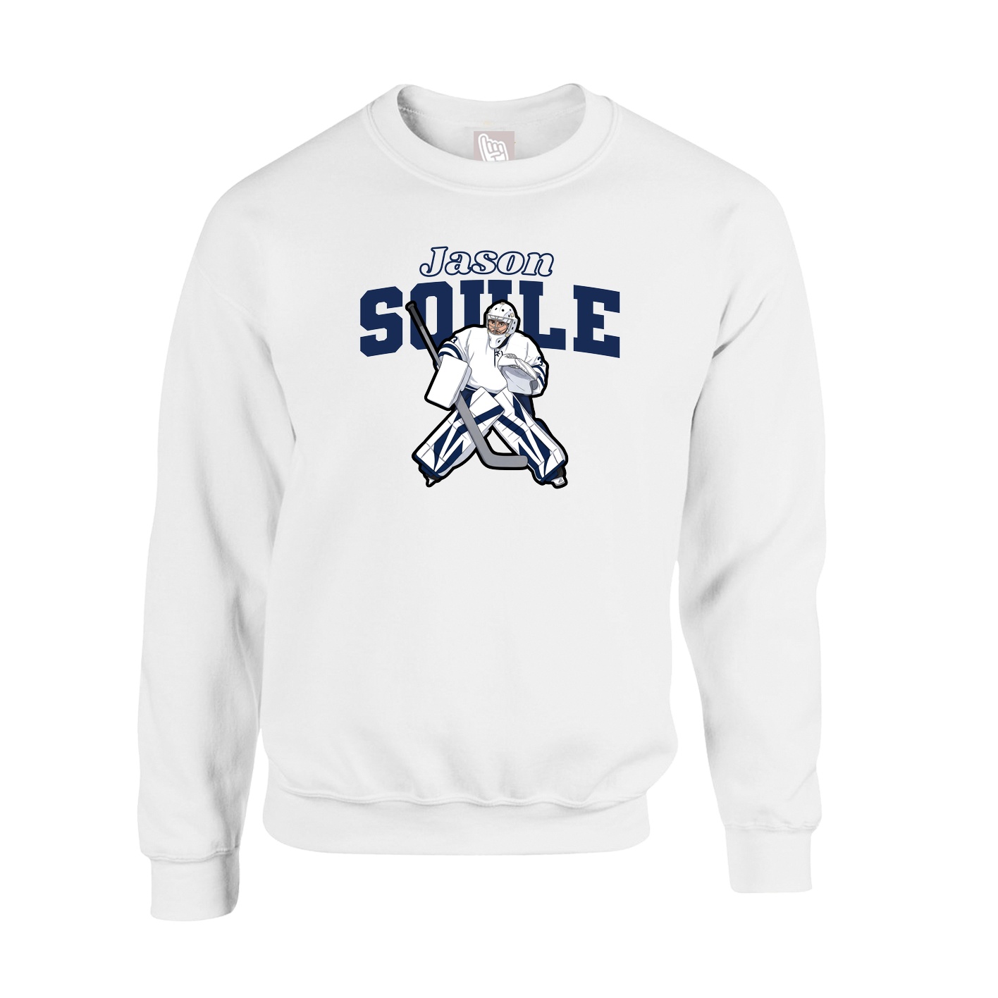 Fleece Crew — Name Arch in White