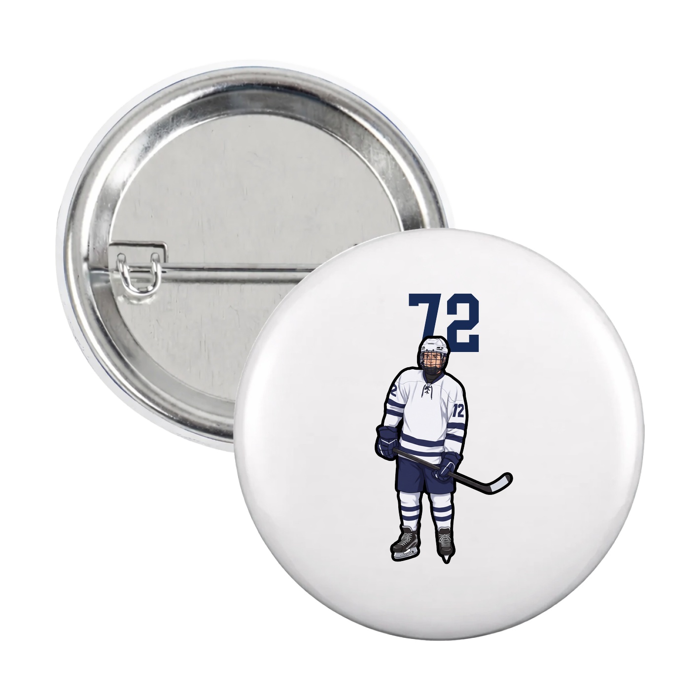 Game Day Button — Number Top in White