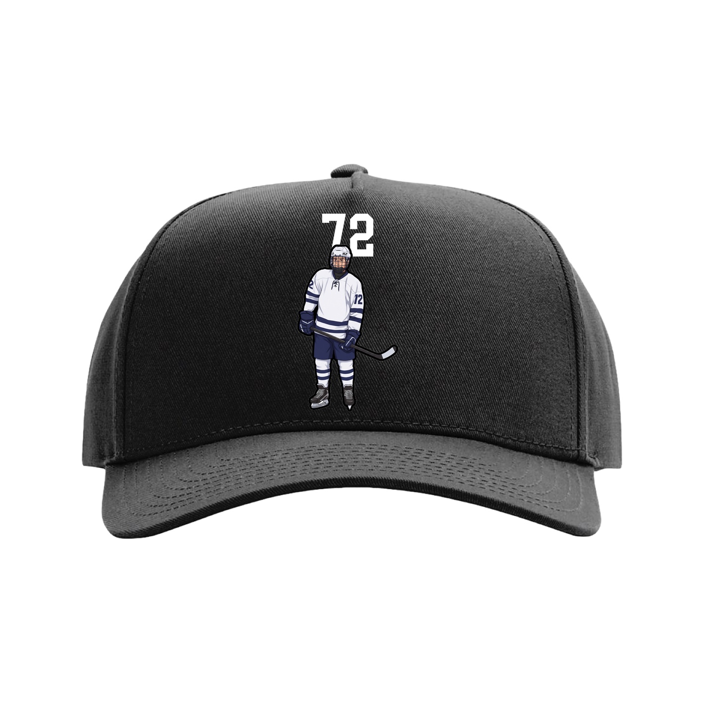 Full Fabric Five-Panel Champ Cap — Number Top in Black