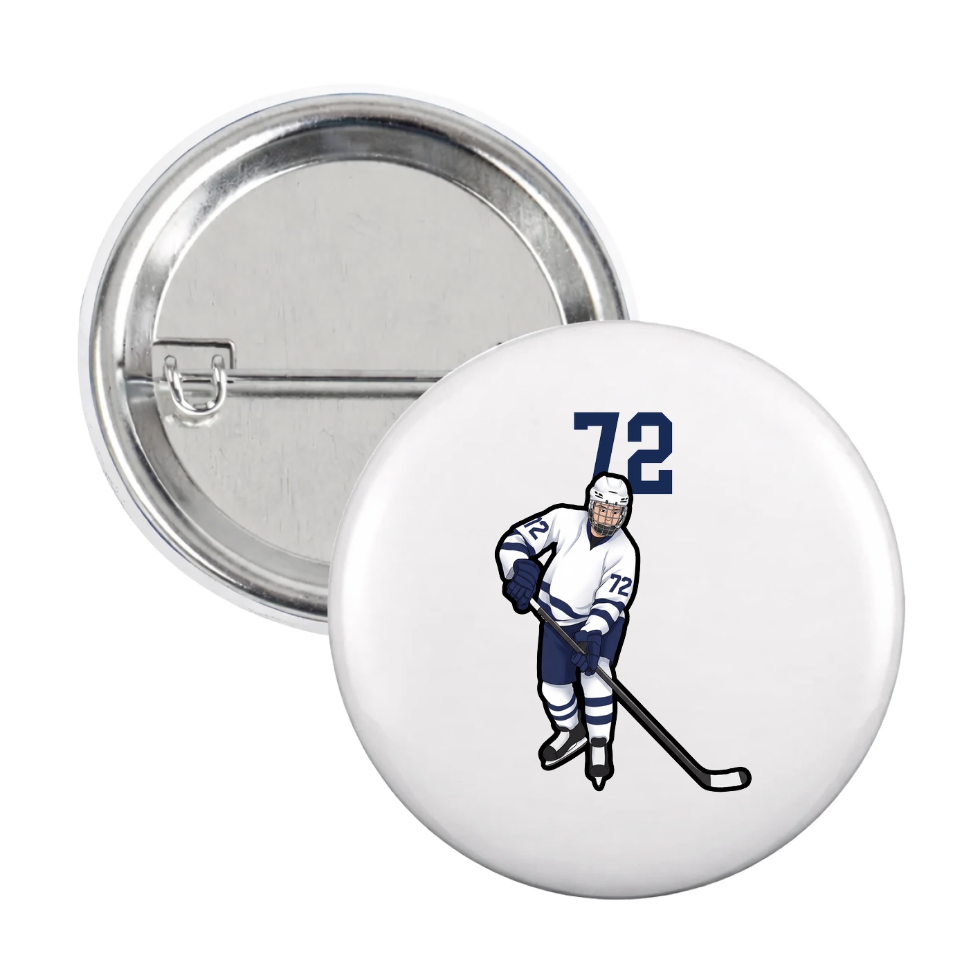 Game Day Button — Number Top in White
