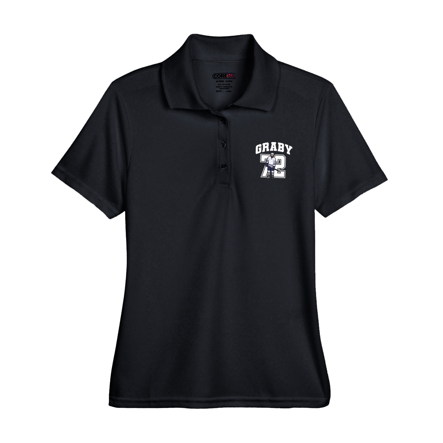 Womens Performance Polo — Number in Black