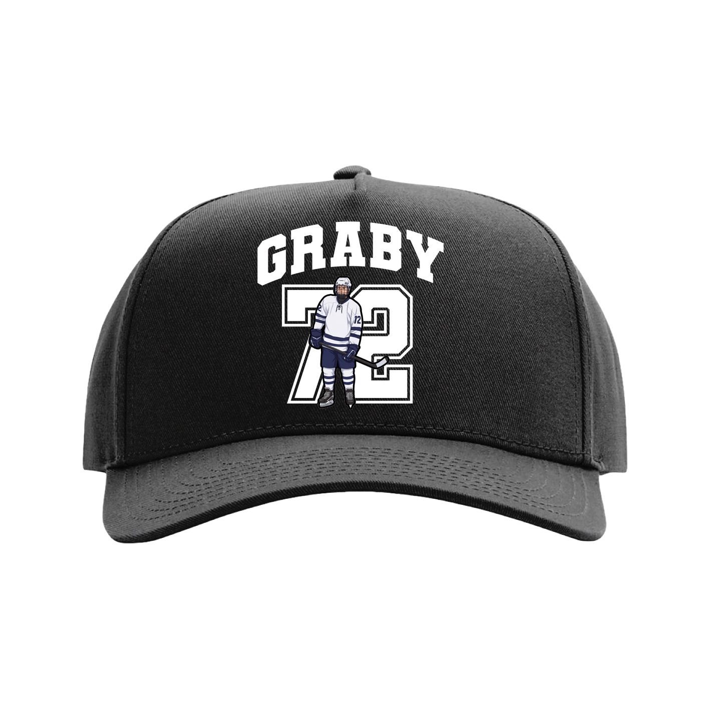 Full Fabric Five-Panel Champ Cap — Number in Black