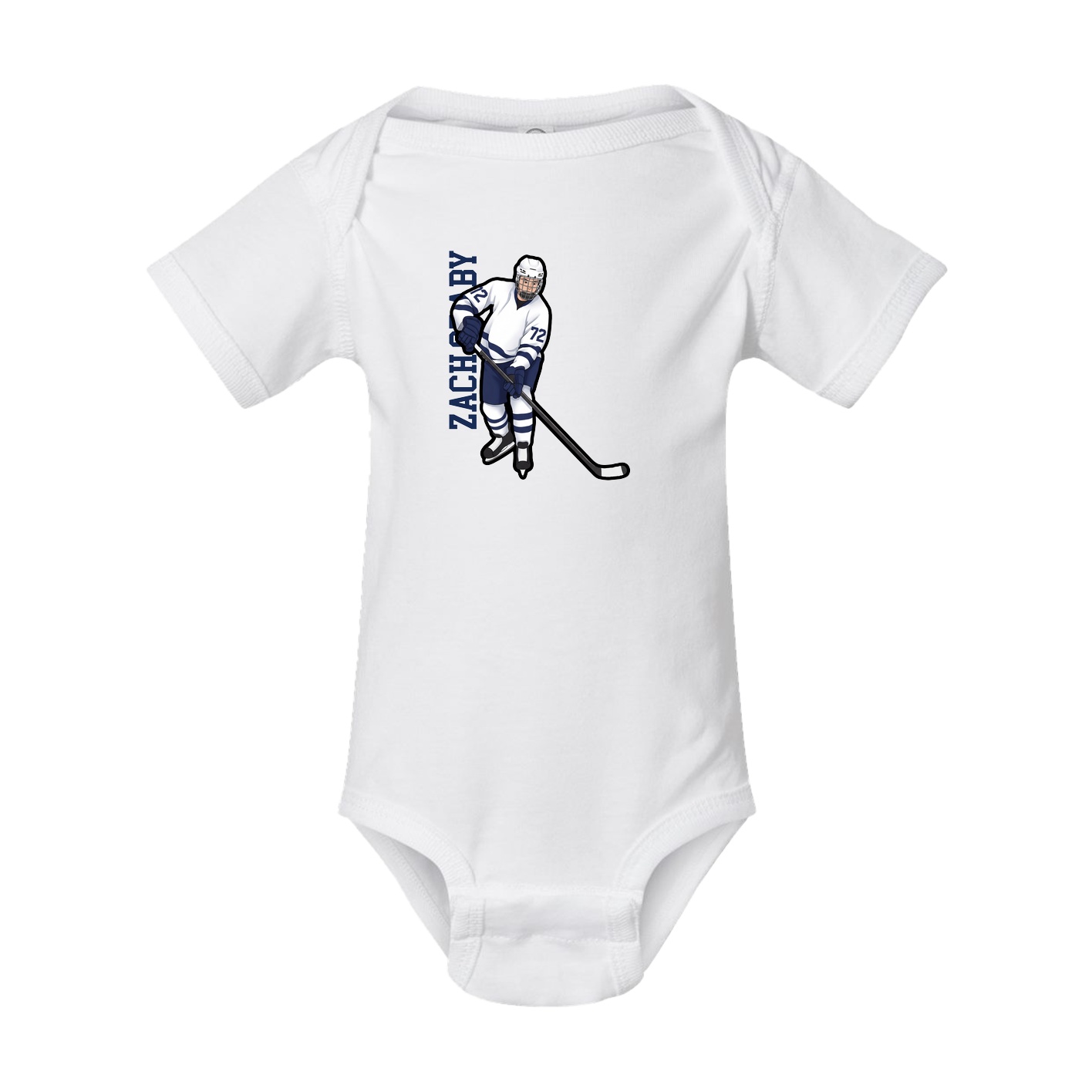 Baby Onesie — Name Vertical in White