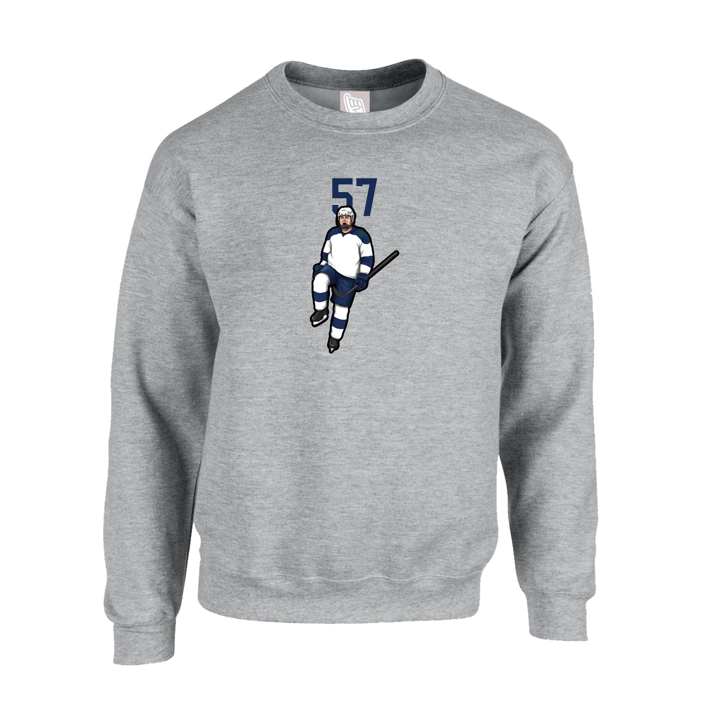 Fleece Crew — Number Top in Grey
