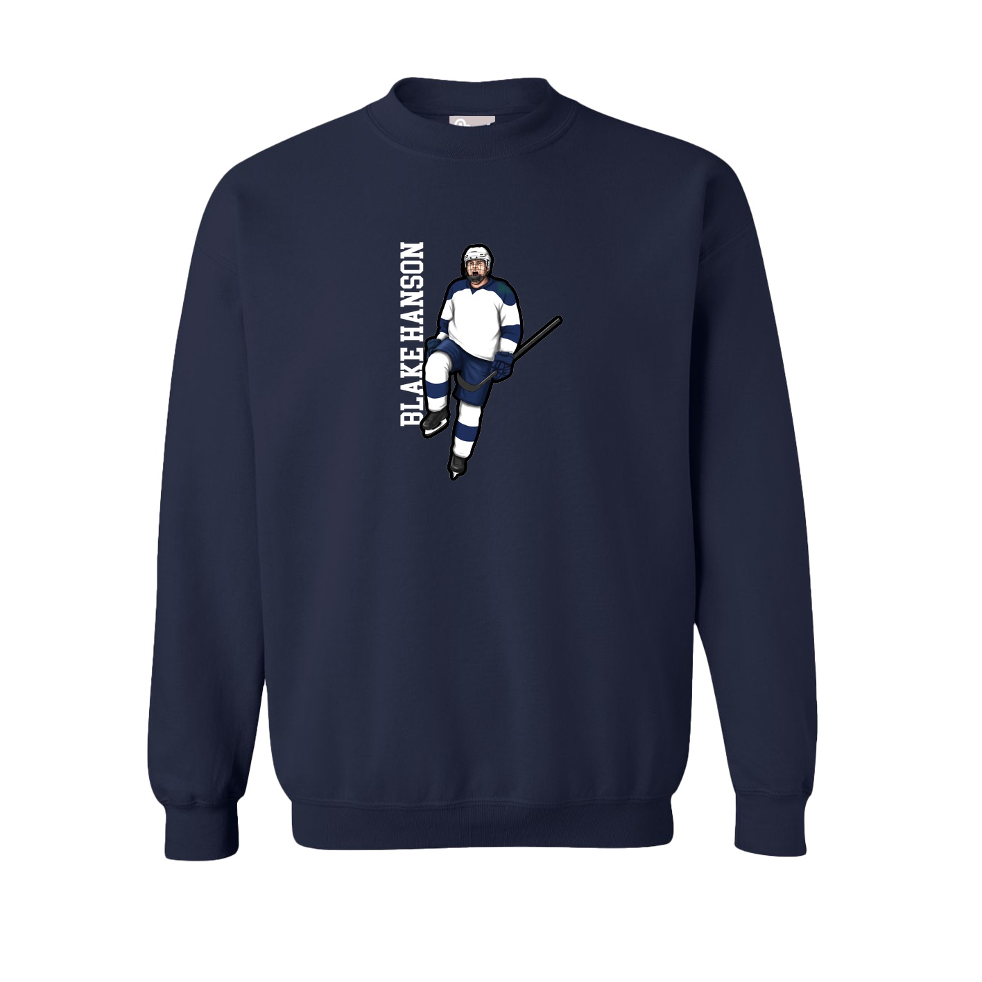 Fleece Crew — Name Vertical in Navy