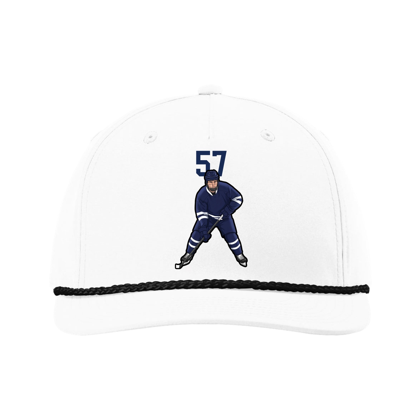 Five-Panel Classic Rope Cap — Number Top in White