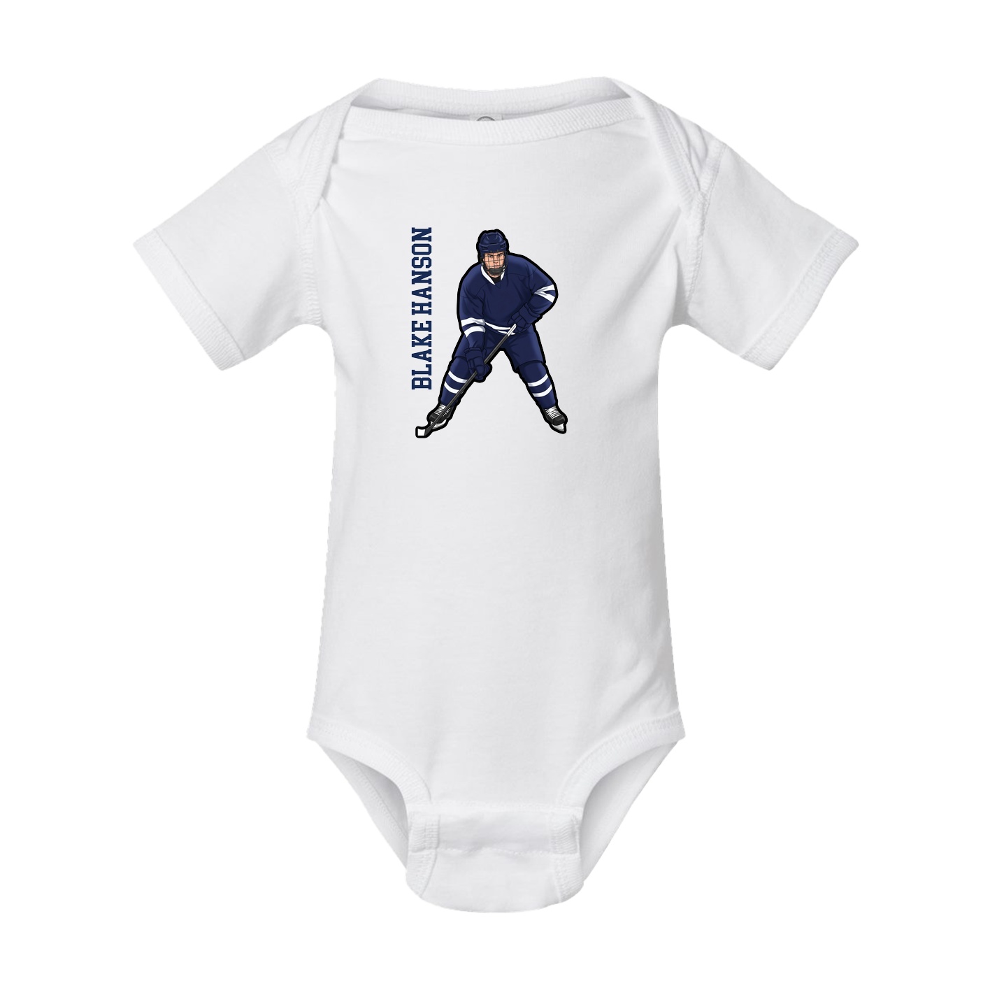 Baby Onesie — Name Vertical in White