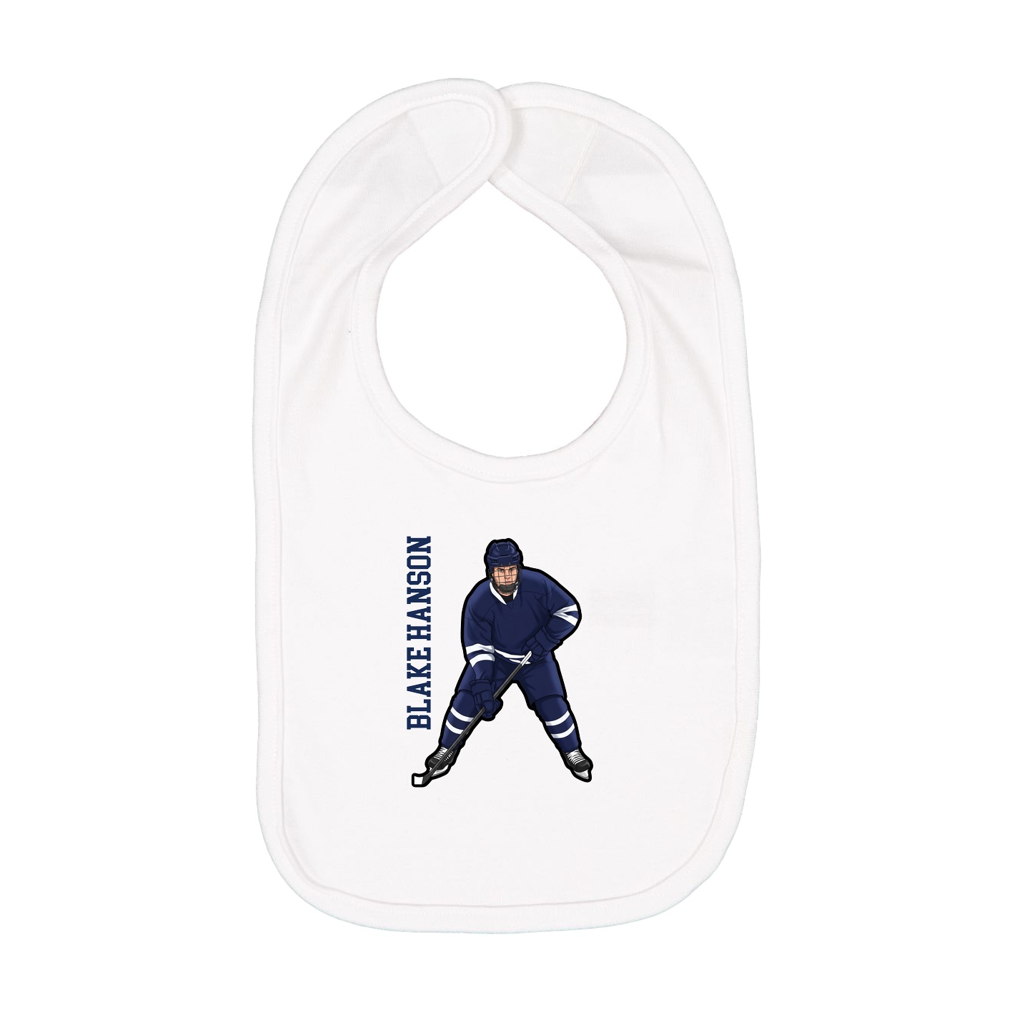 Infant Bib — Name Vertical in White