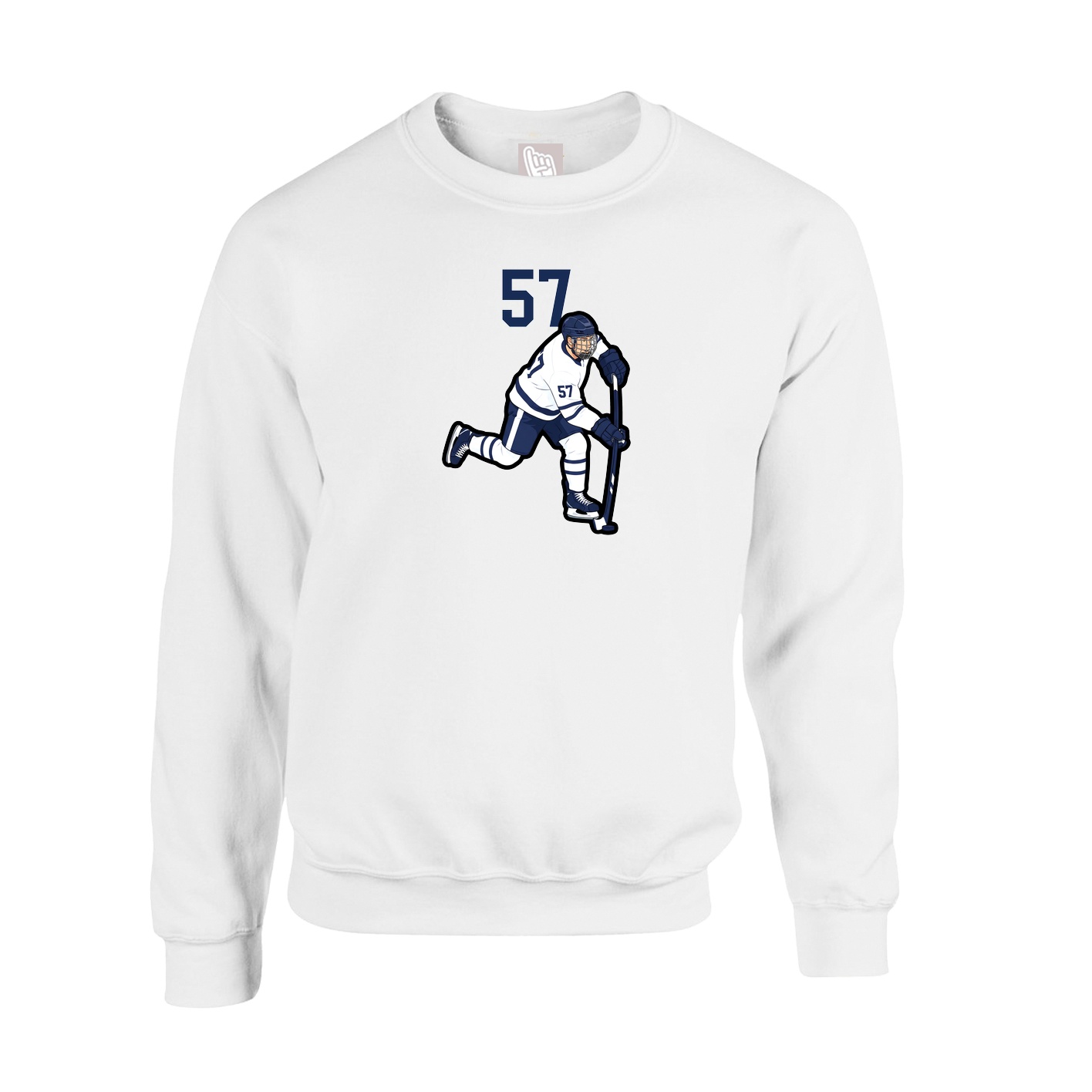 Fleece Crew — Number Top in White