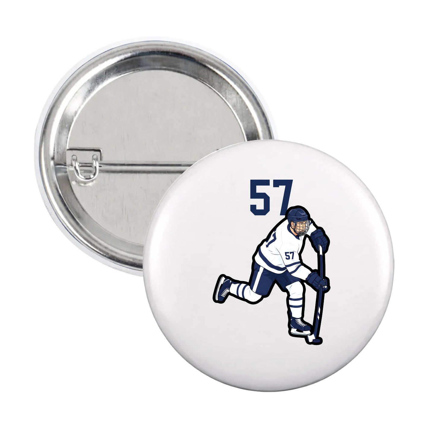 Game Day Button — Number Top in White