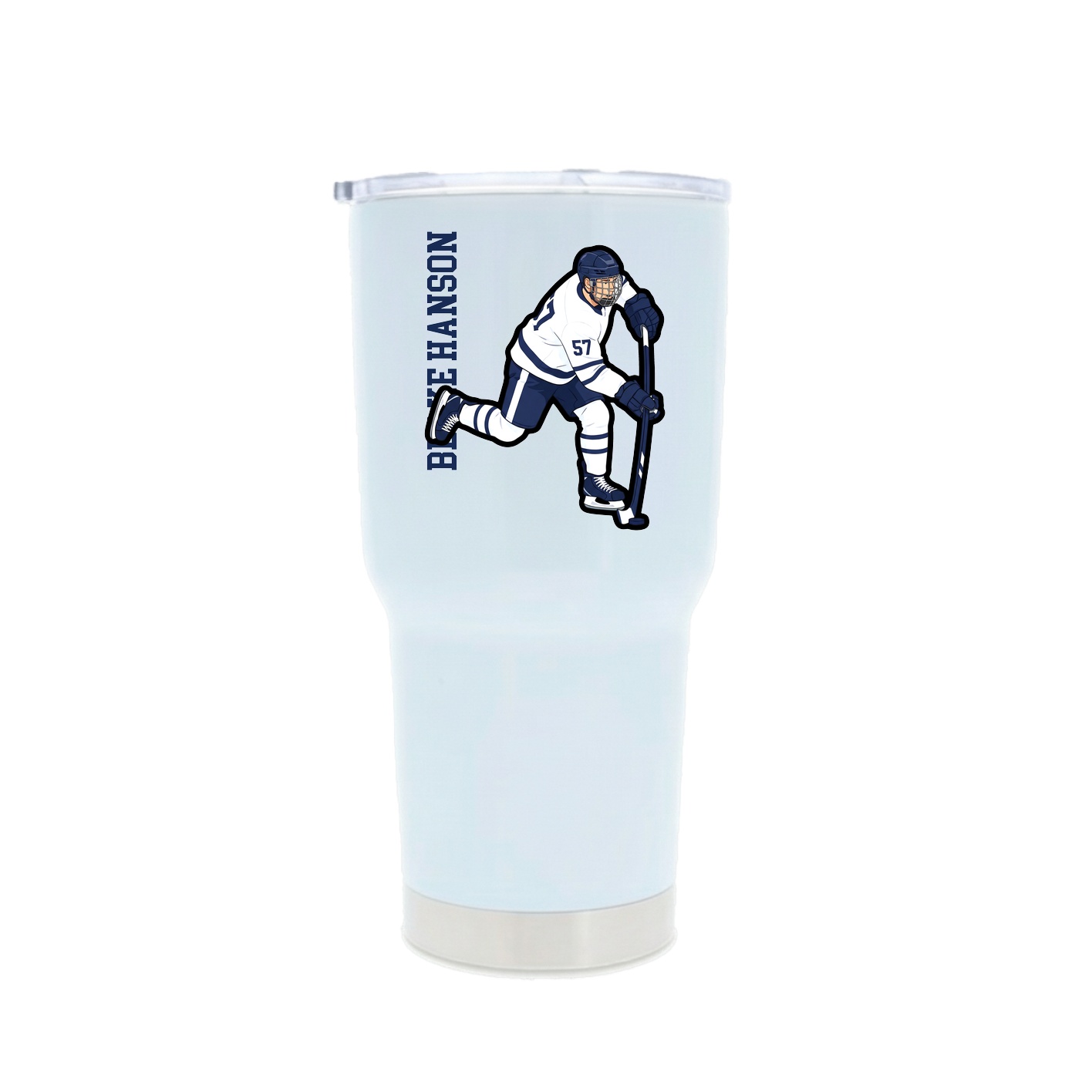 30oz Stainless Steel Tumbler — Name Vertical in White