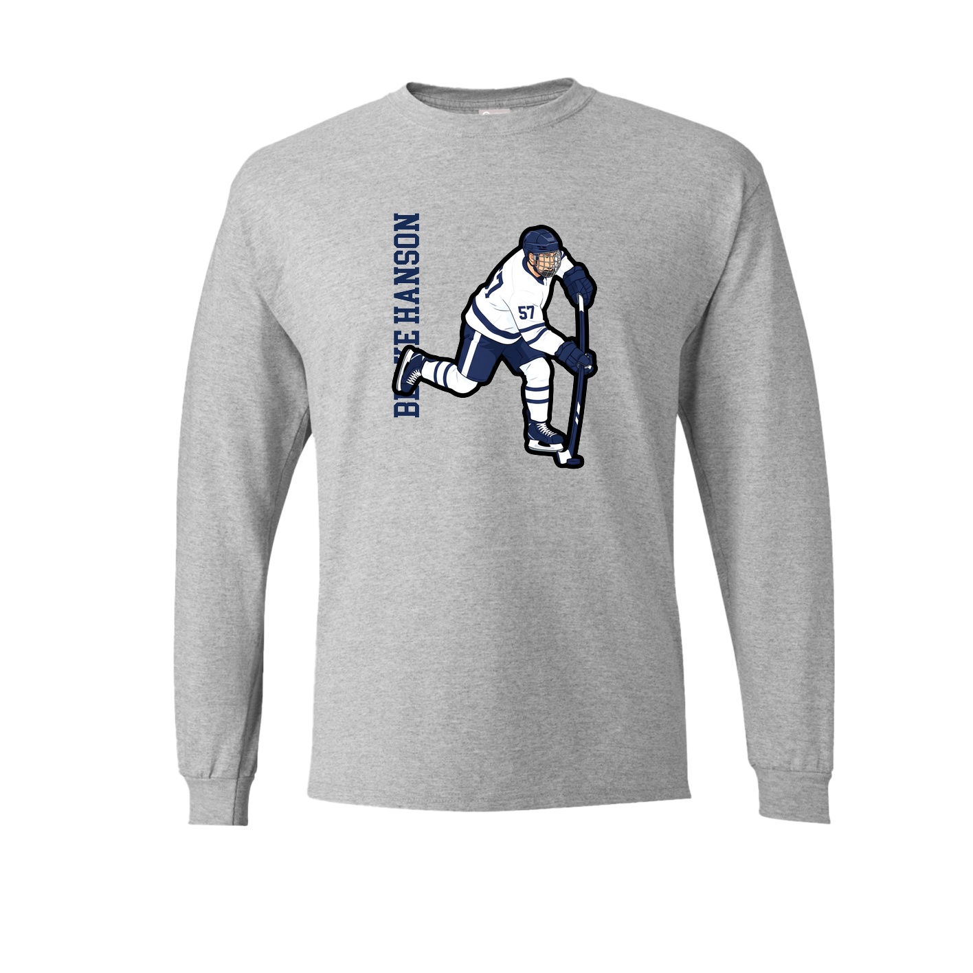 Long Sleeve Tee — Name Vertical in Grey