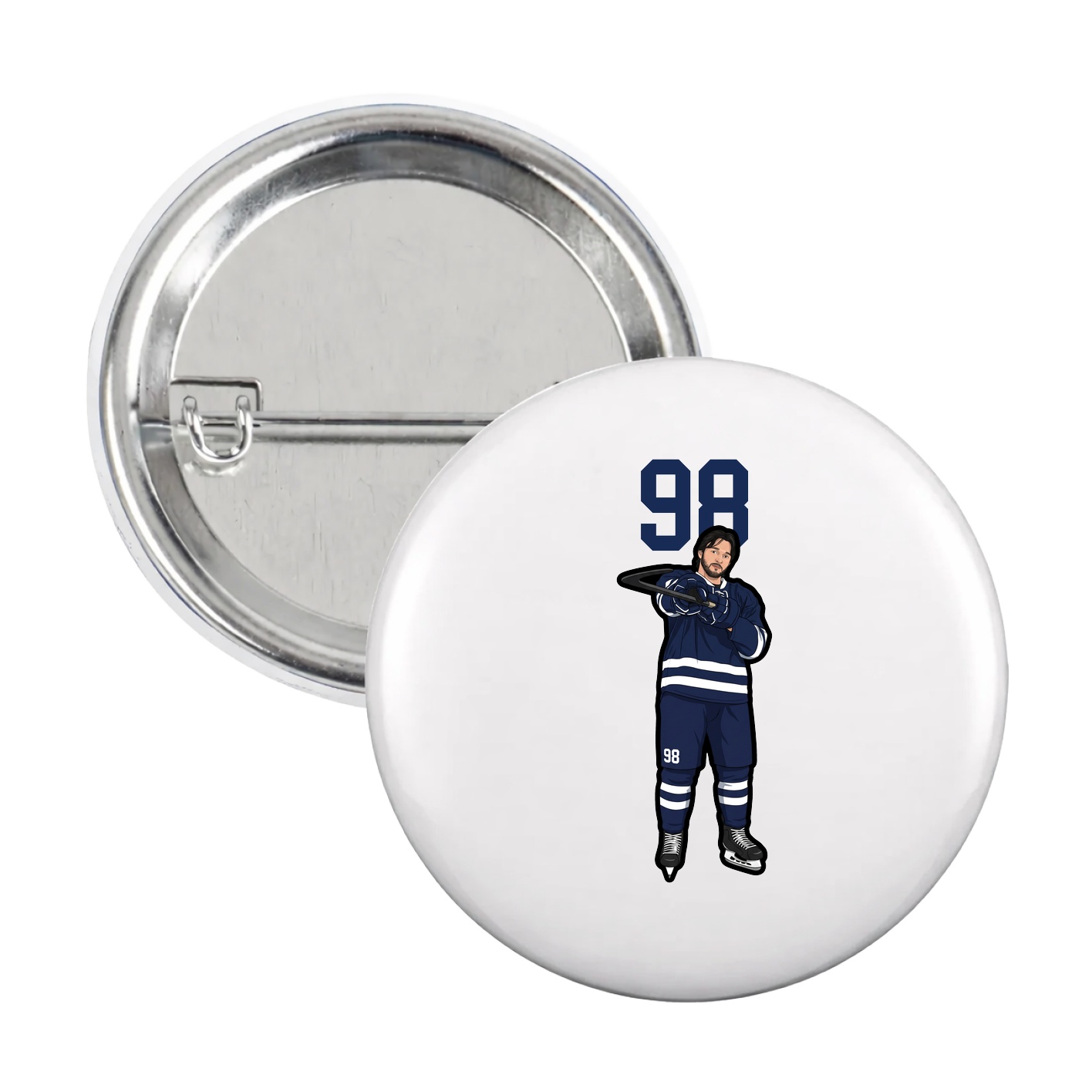 Game Day Button — Number Top in White