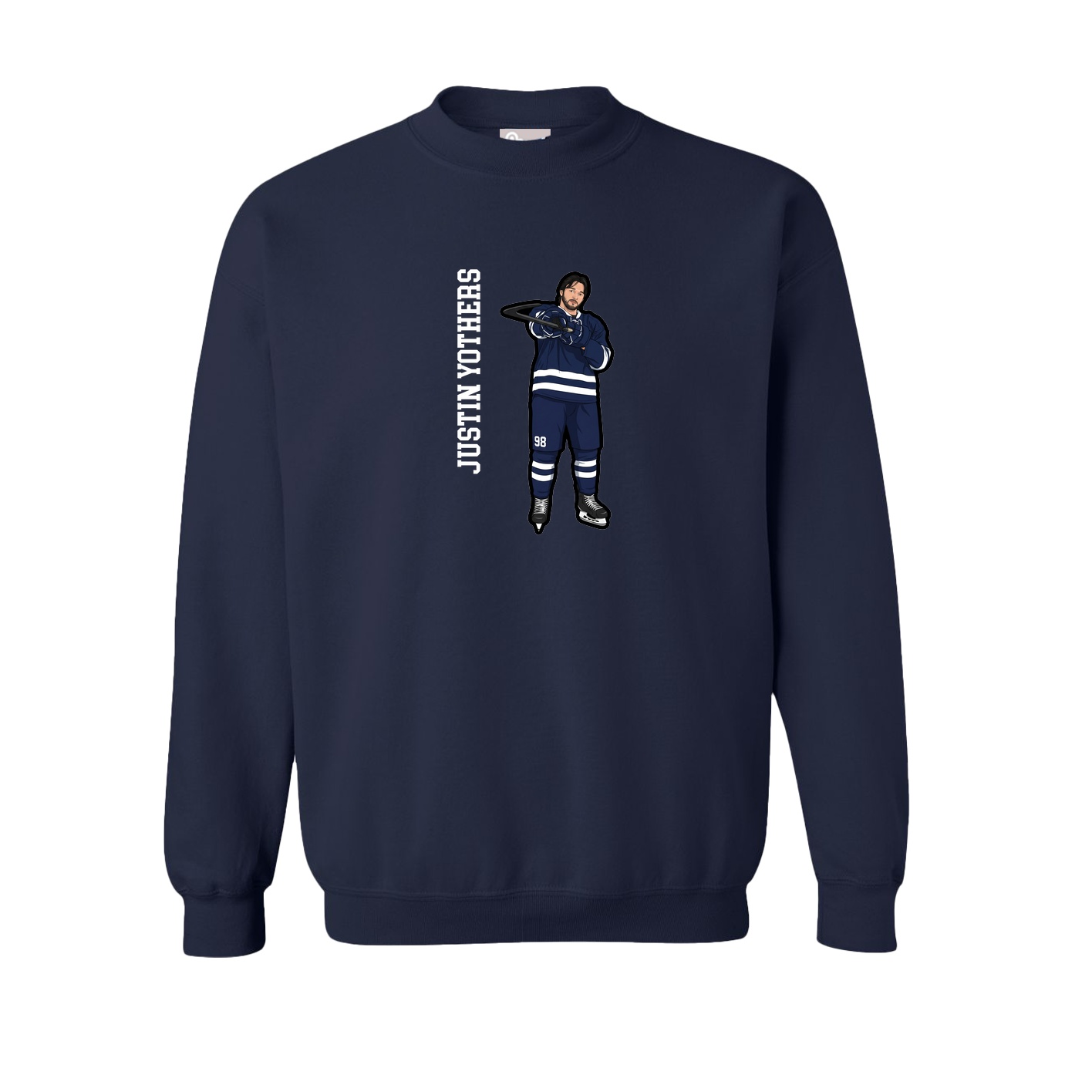 Fleece Crew — Name Vertical in Navy