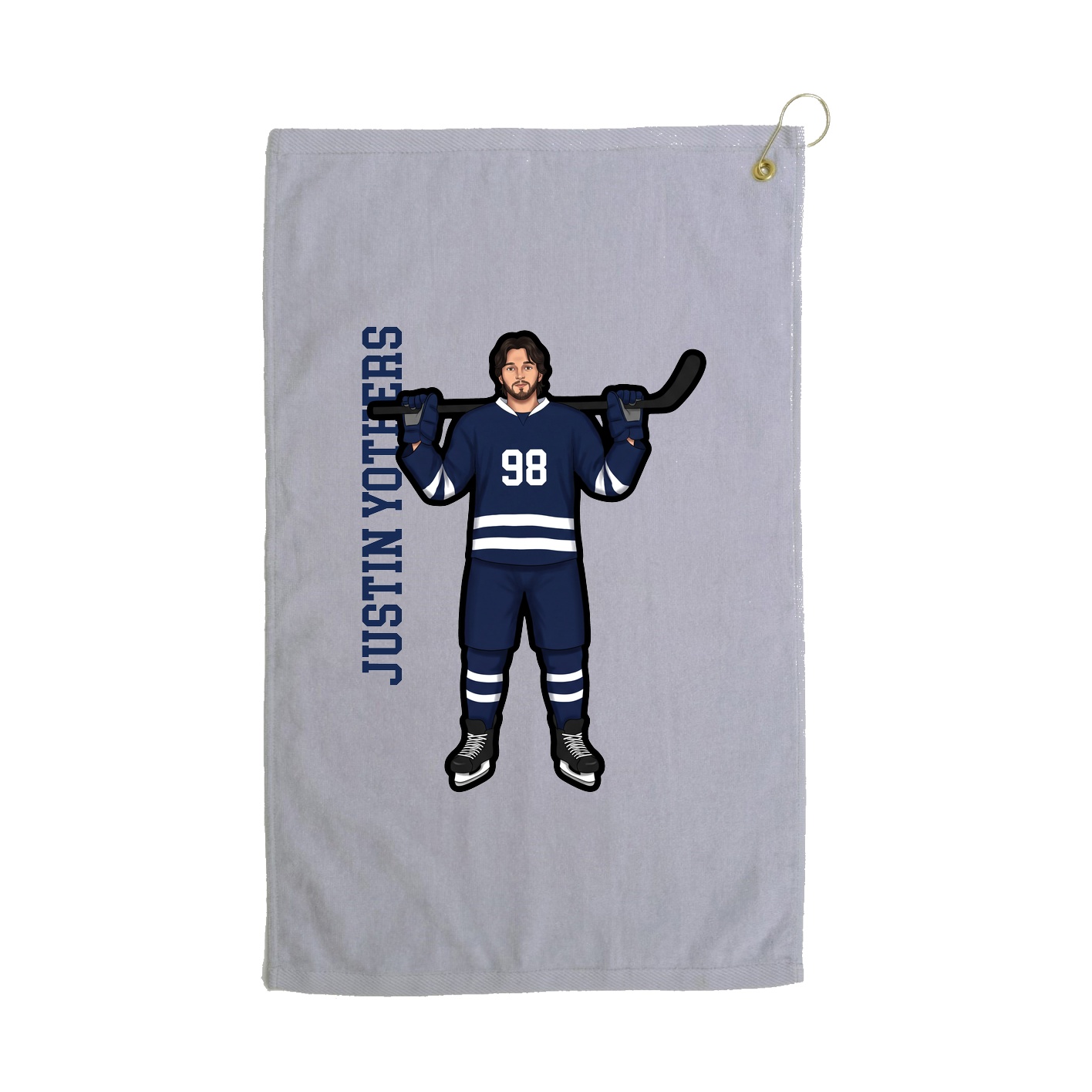 Golf Towel — Name Vertical in Grey