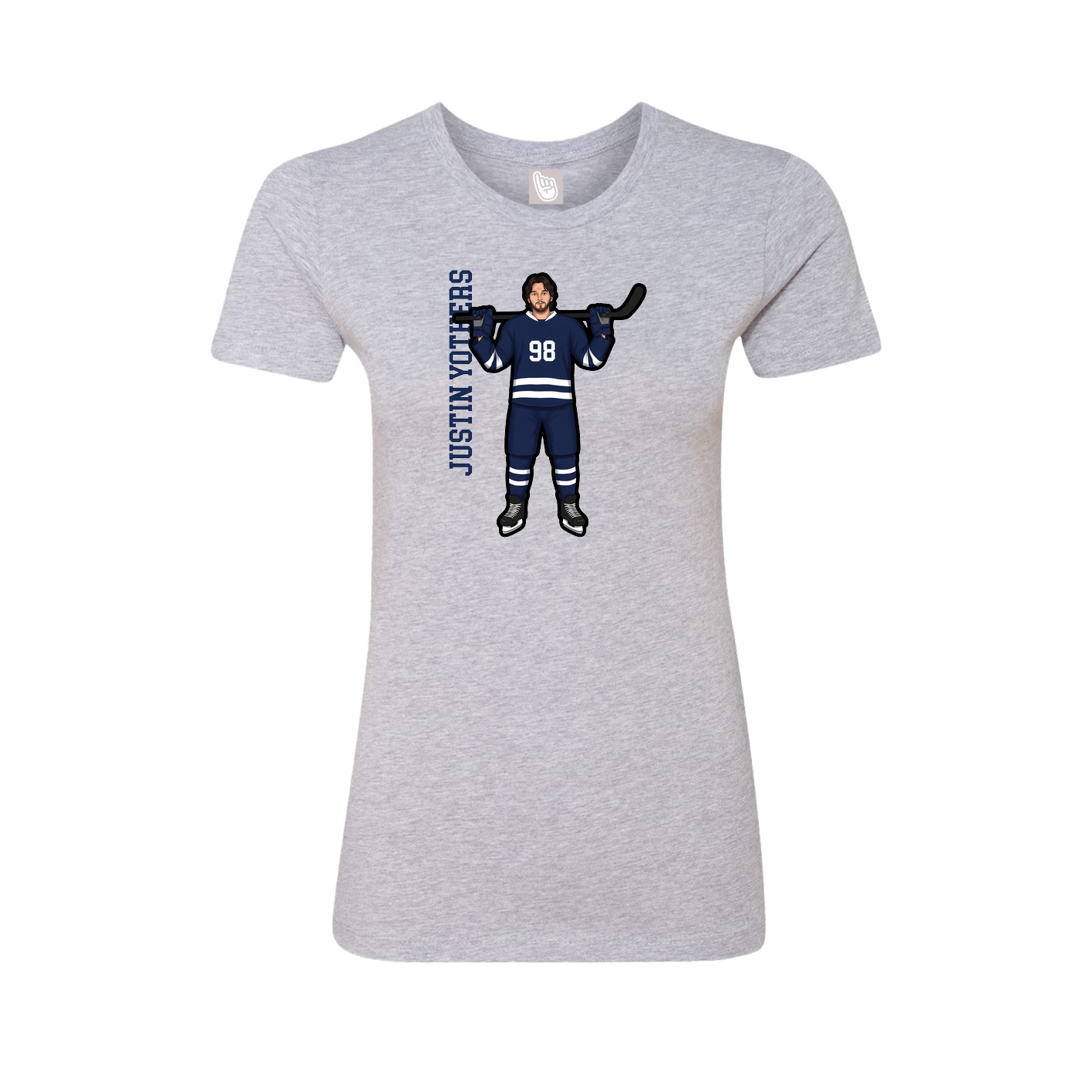 Fitted Women's Tee — Name Vertical in Grey