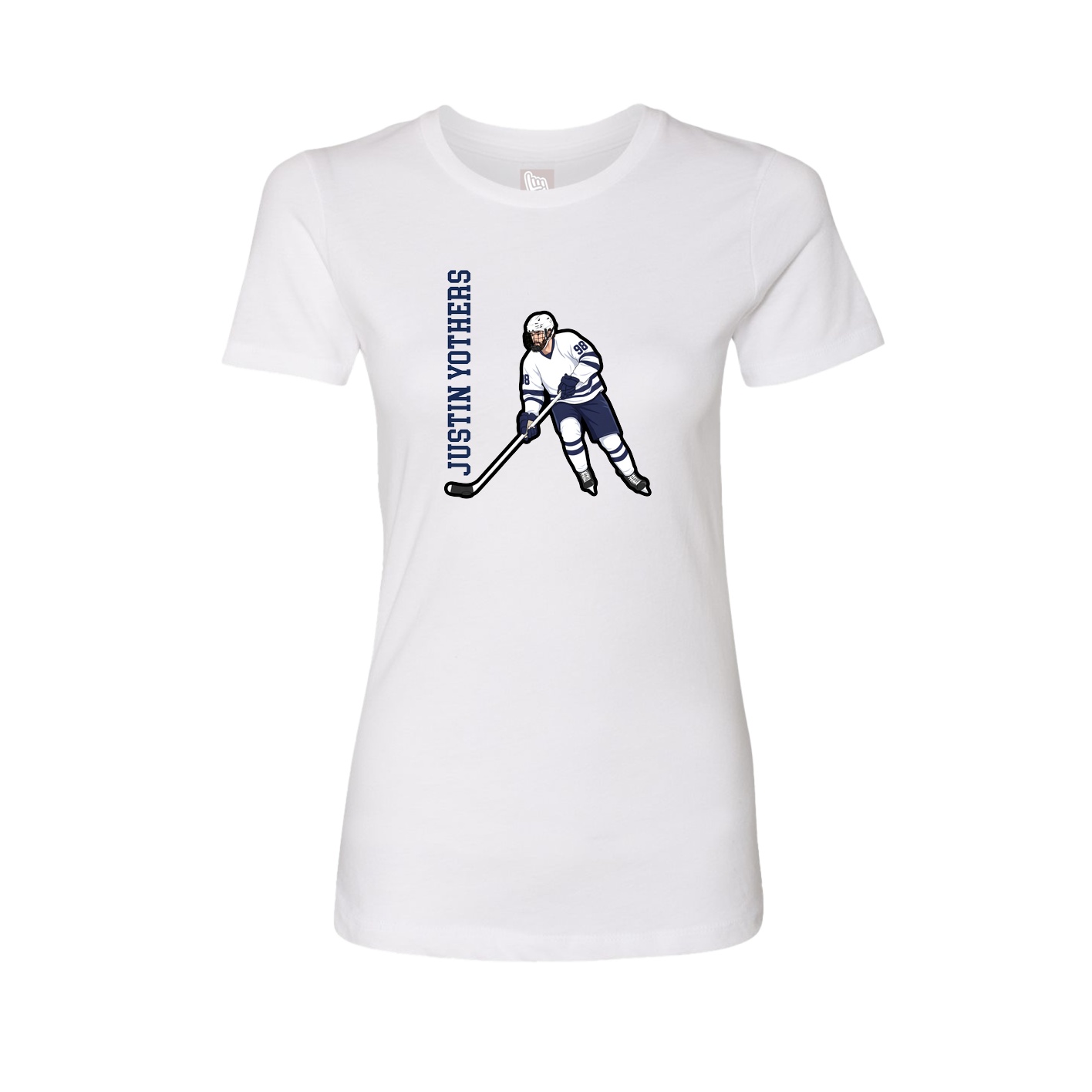Fitted Women's Tee — Name Vertical in White
