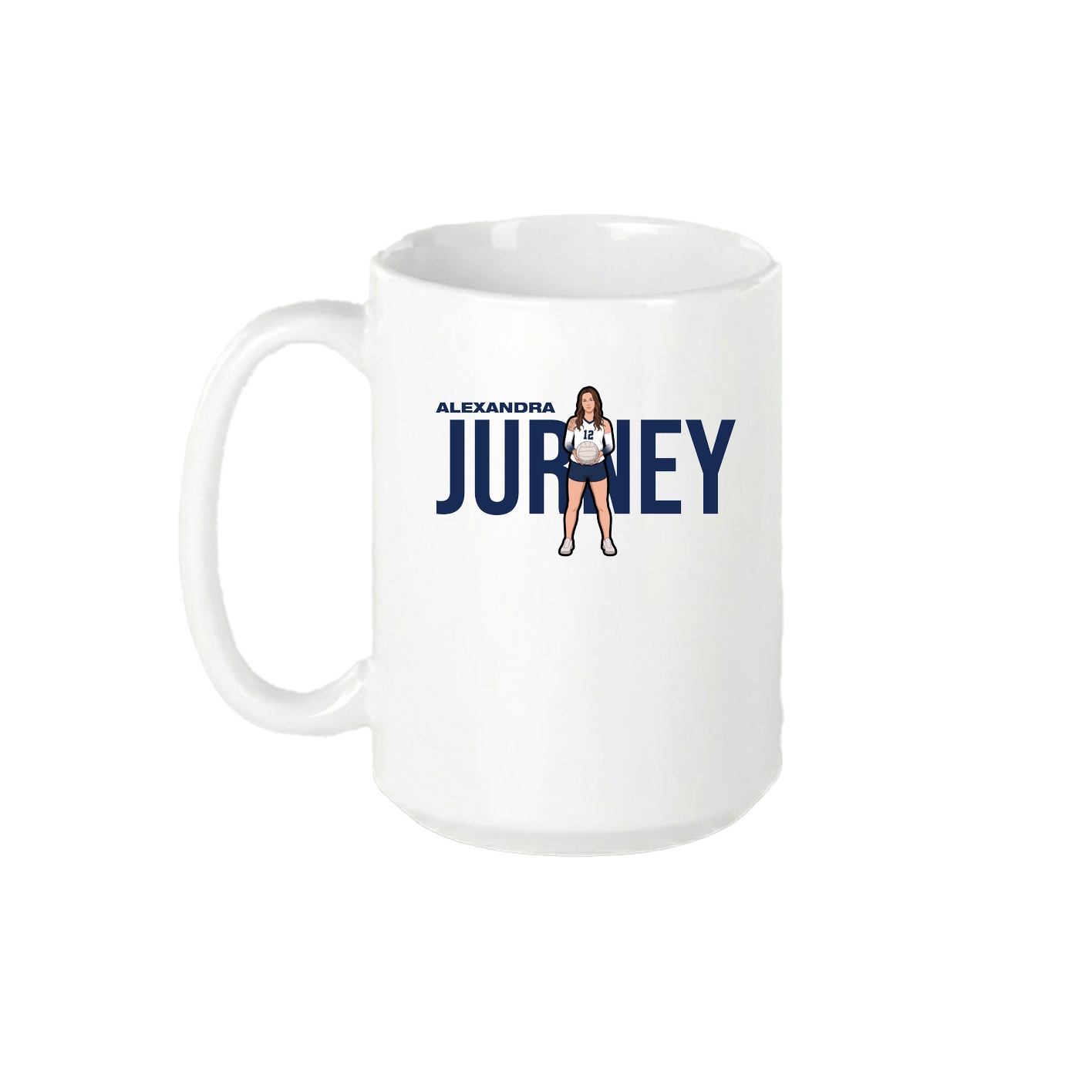 15oz Coffee Mug — Player Name in White