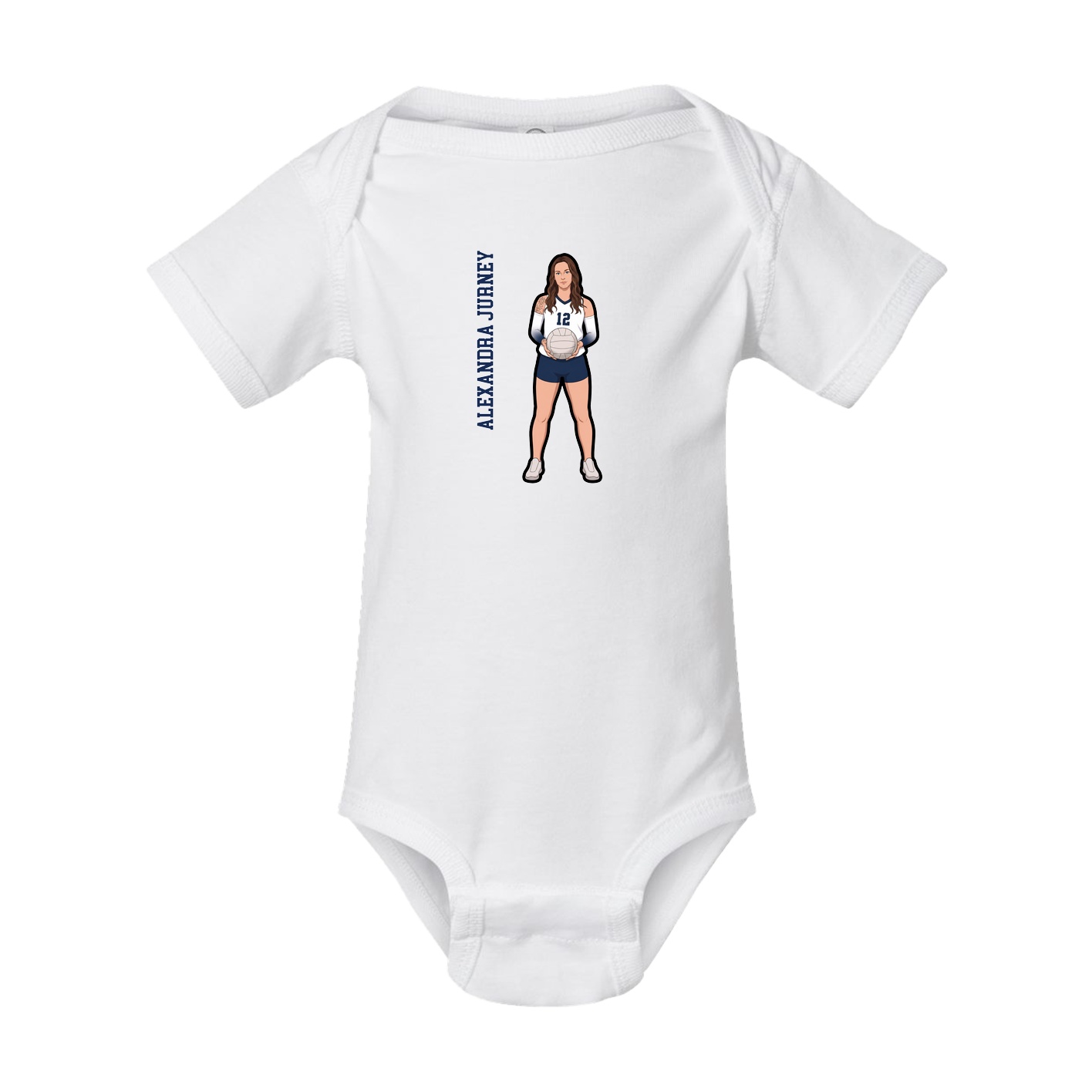 Baby Onesie — Name Vertical in White