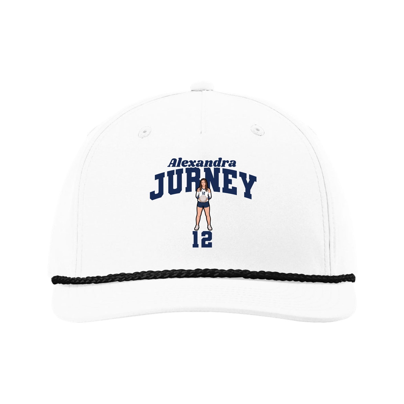 Five-Panel Classic Rope Cap — Signature Arch in White