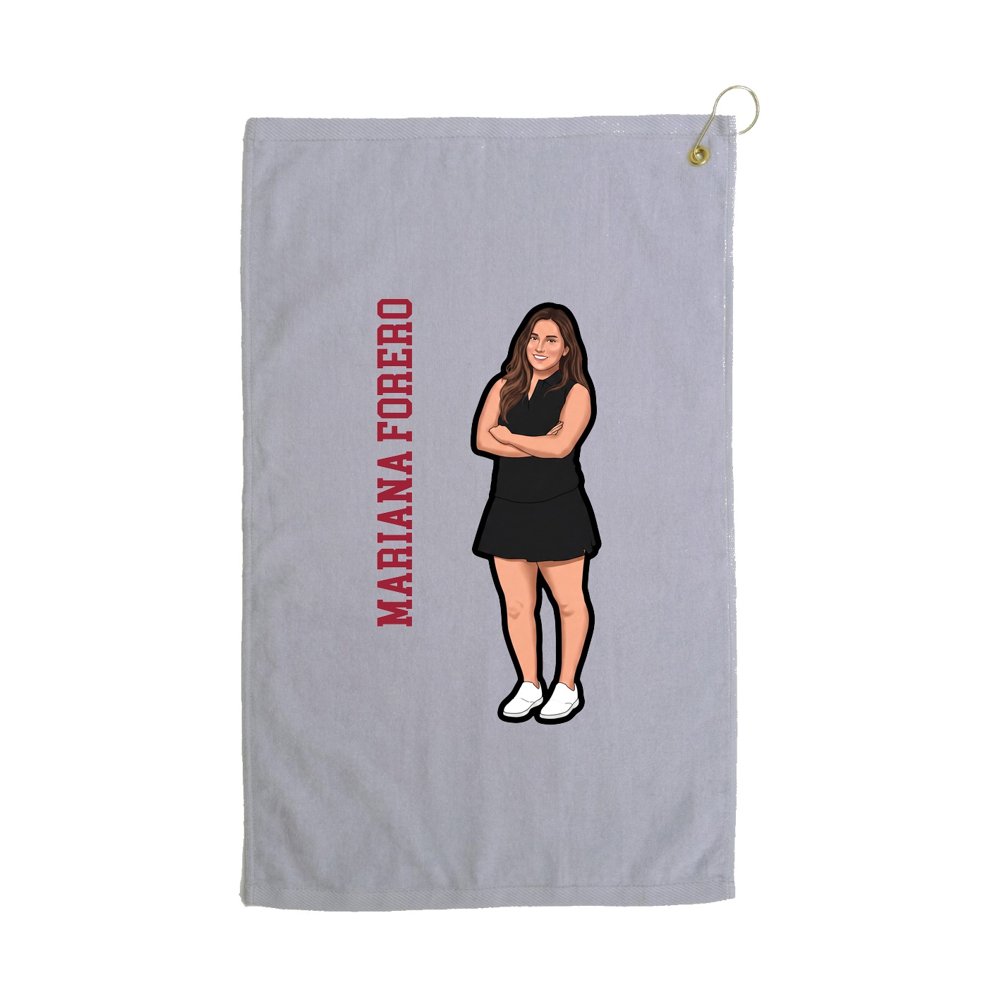 Golf Towel — Name Vertical in Grey