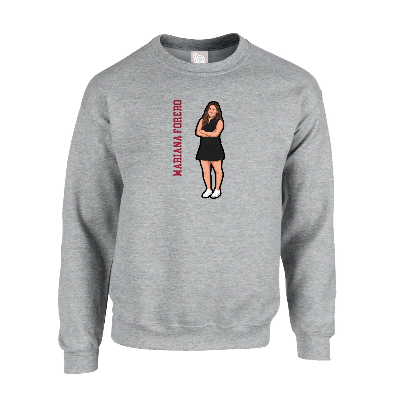 Fleece Crew — Name Vertical in Grey