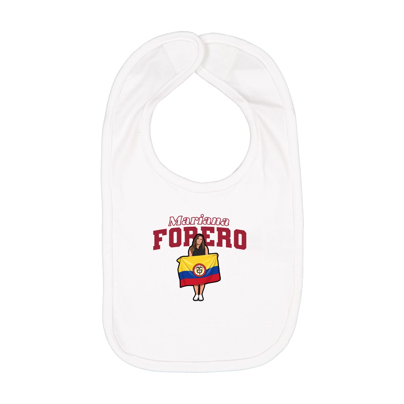 Infant Bib — Name Arch in White