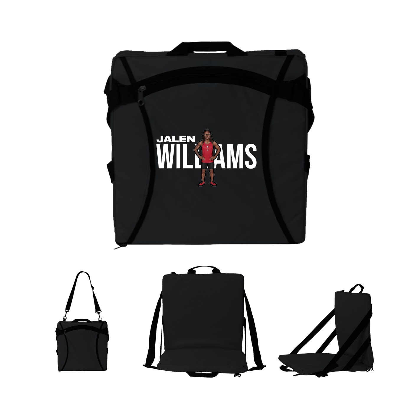 Folding Stadium Seat — Player Name in Black