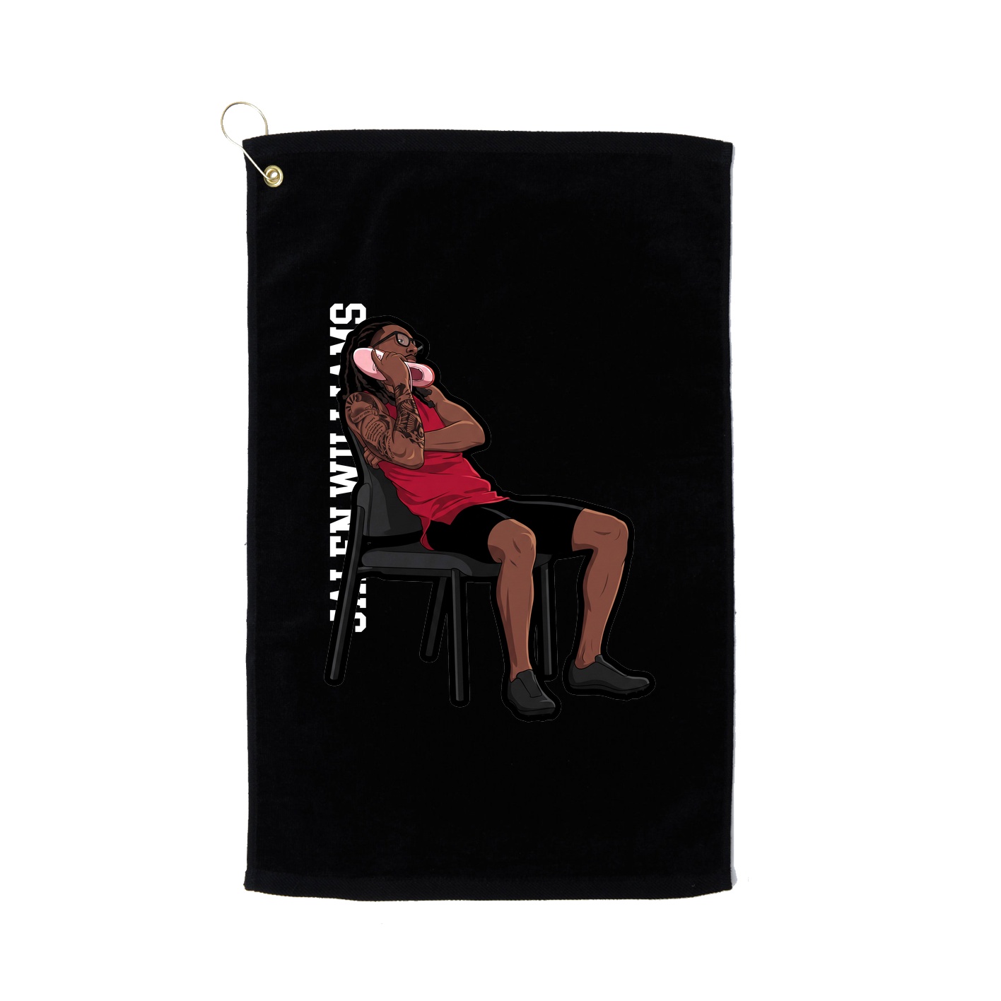 Golf Towel — Name Vertical in Black