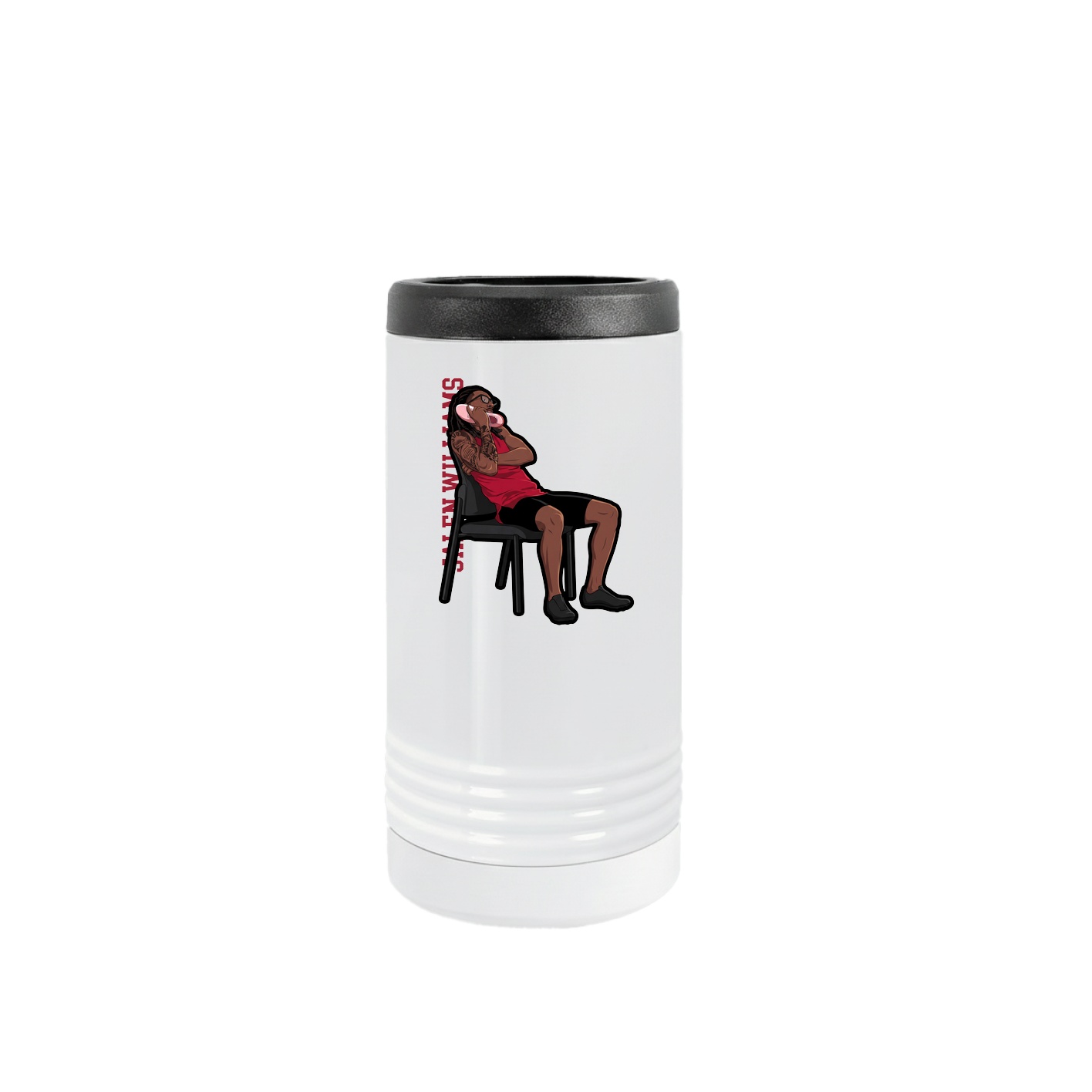 Slim Beverage Holder — Name Vertical in White