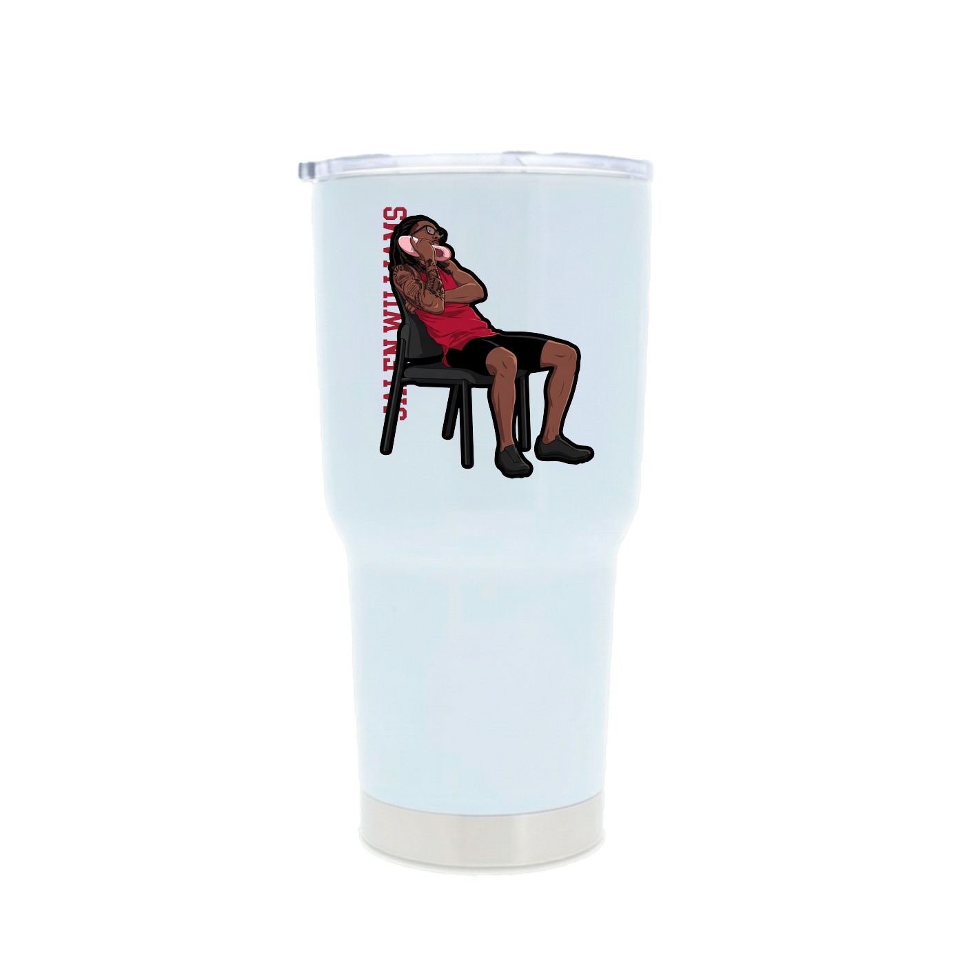 30oz Stainless Steel Tumbler — Name Vertical in White