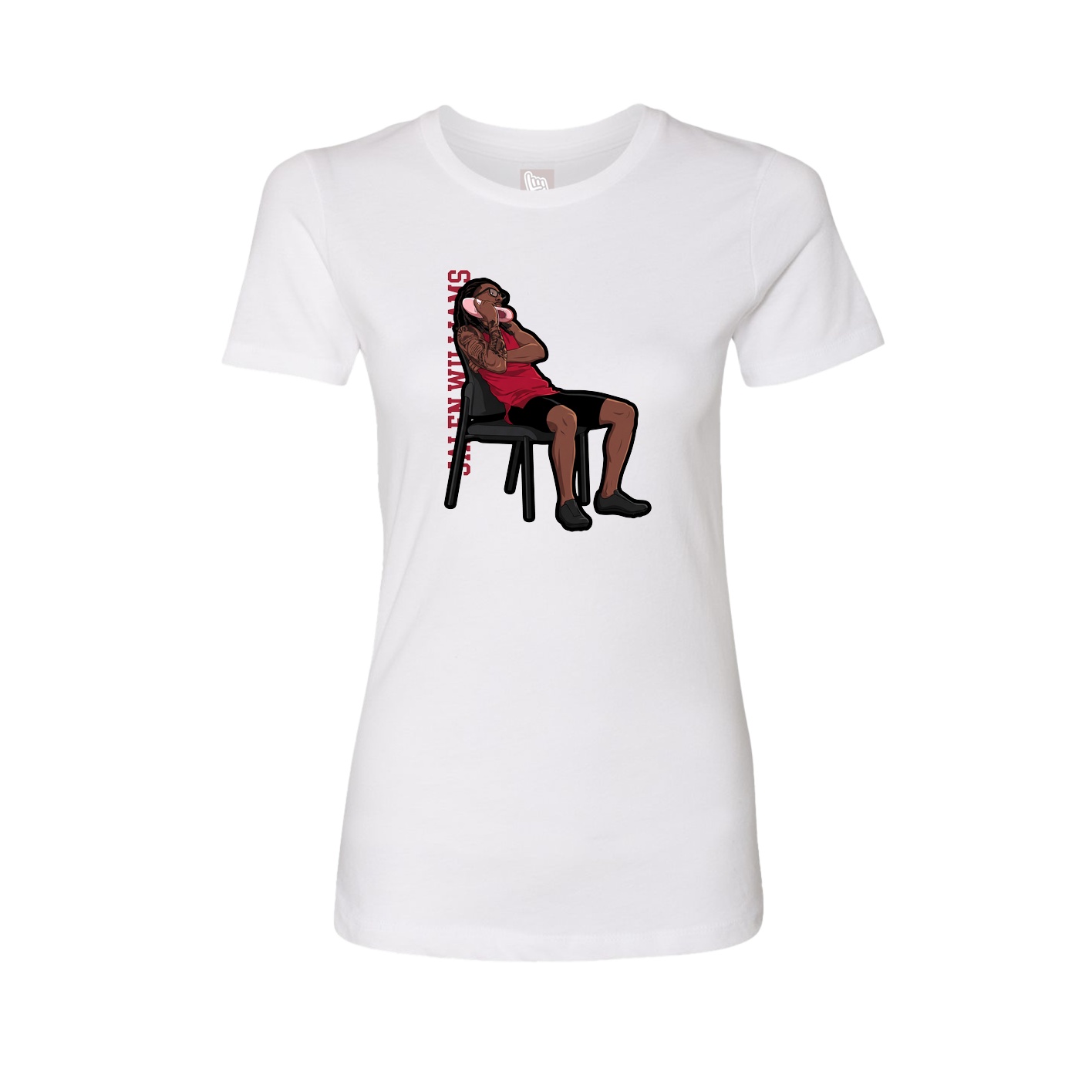 Fitted Women's Tee — Name Vertical in White