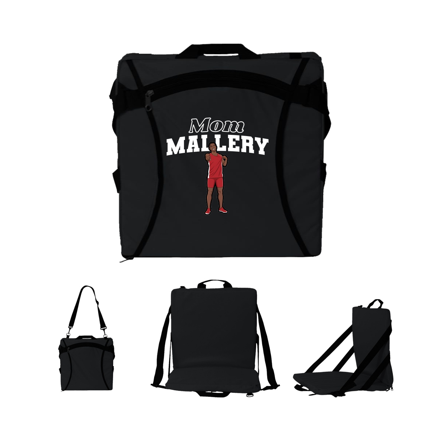 Folding Stadium Seat — Mothers Day Block in Black