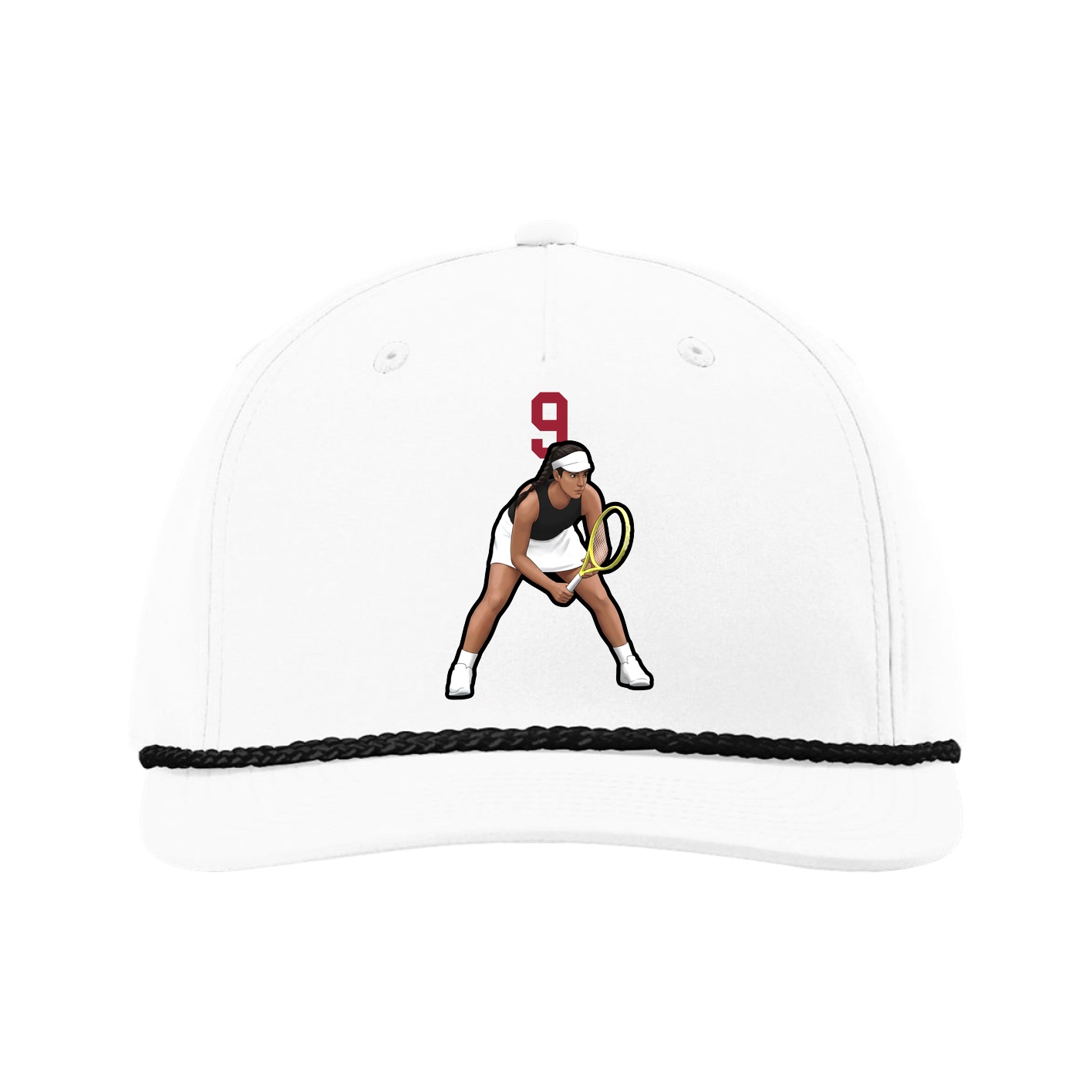 Five-Panel Classic Rope Cap — Number Top in White