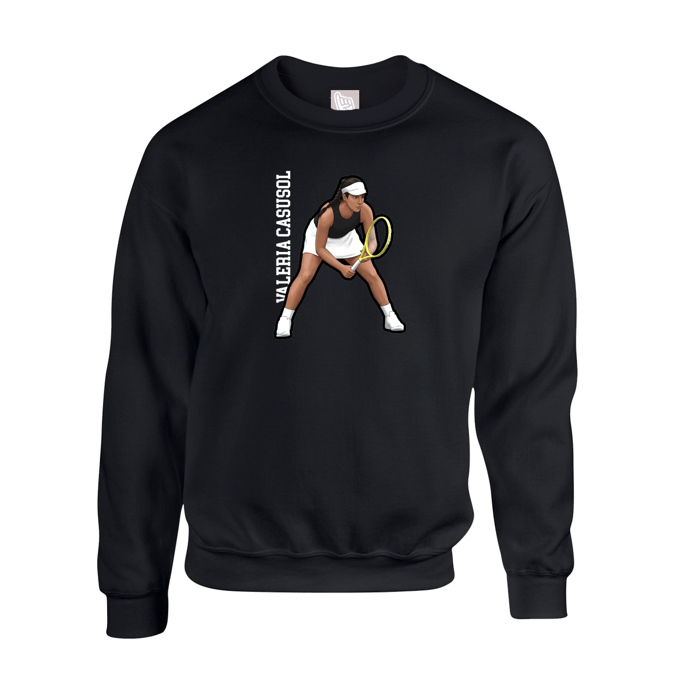 Fleece Crew — Name Vertical in Black