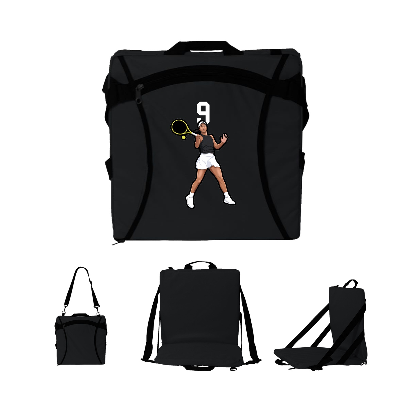 Folding Stadium Seat — Number Top in Black