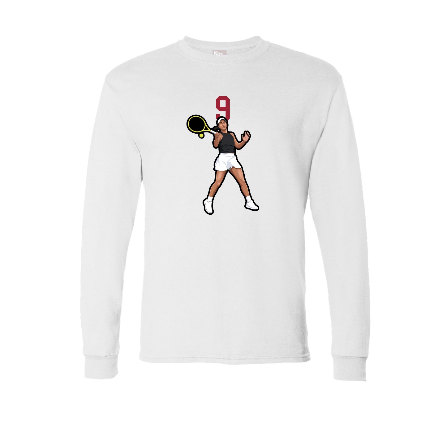 Long Sleeve Tee — Number Top in White