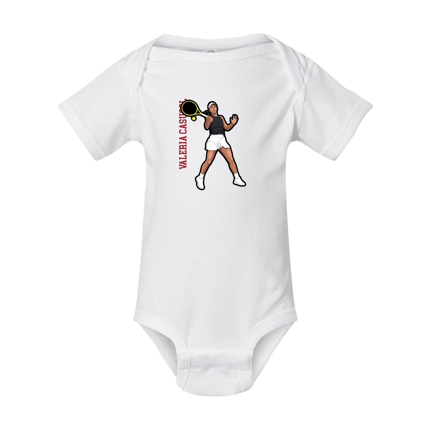 Baby Onesie — Name Vertical in White