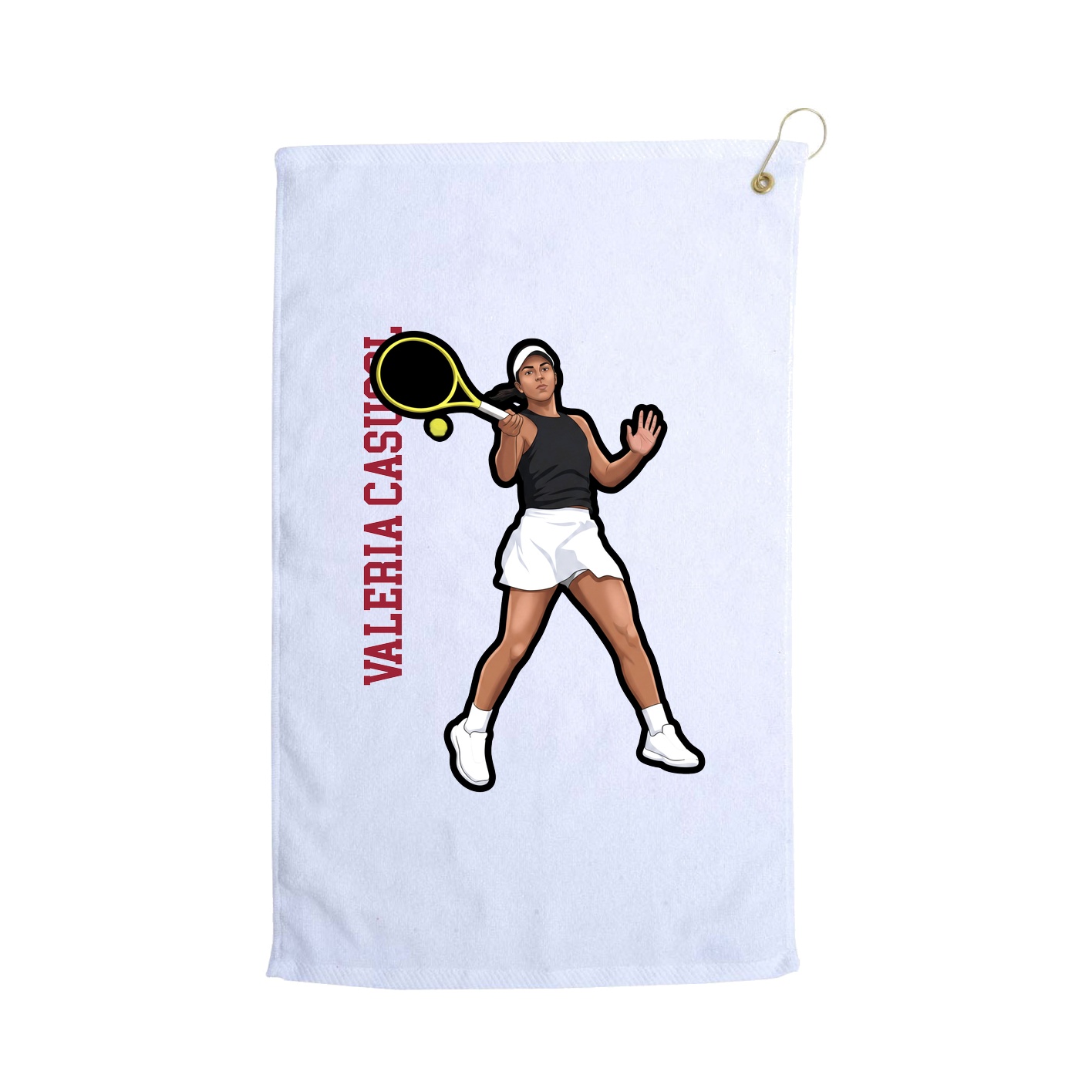 Golf Towel — Name Vertical in White