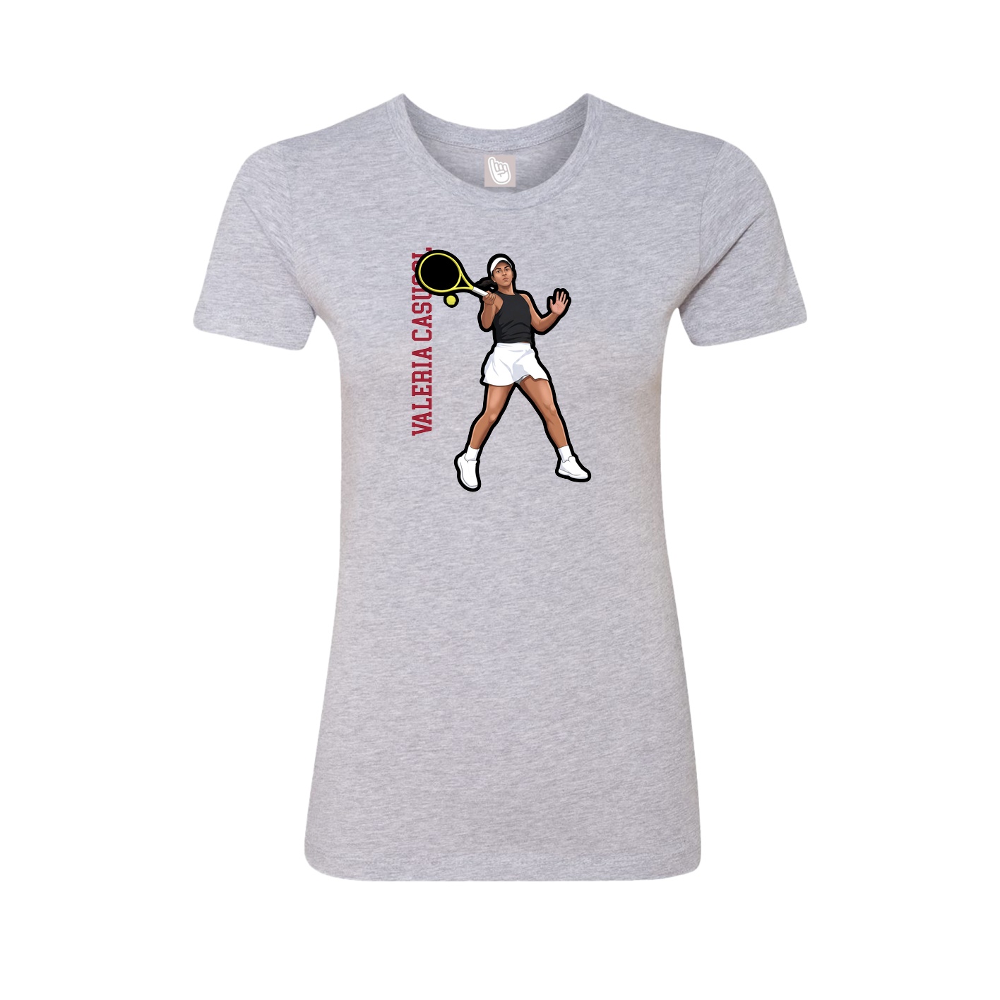 Fitted Women's Tee — Name Vertical in Grey