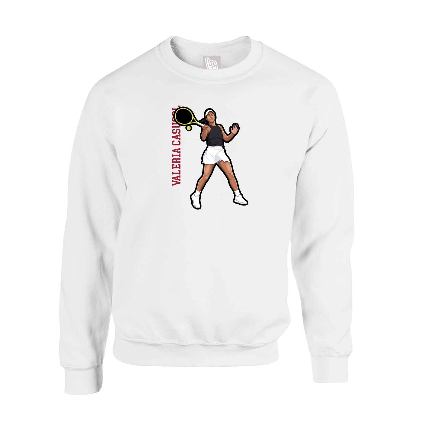Fleece Crew — Name Vertical in White