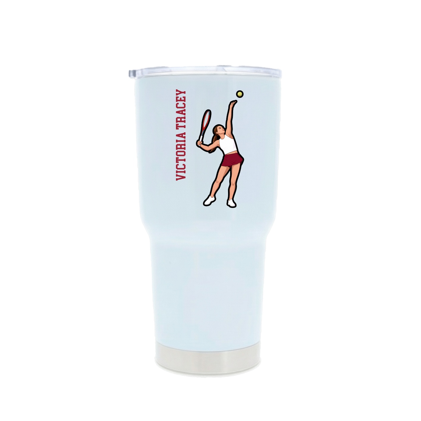 30oz Stainless Steel Tumbler — Name Vertical in White